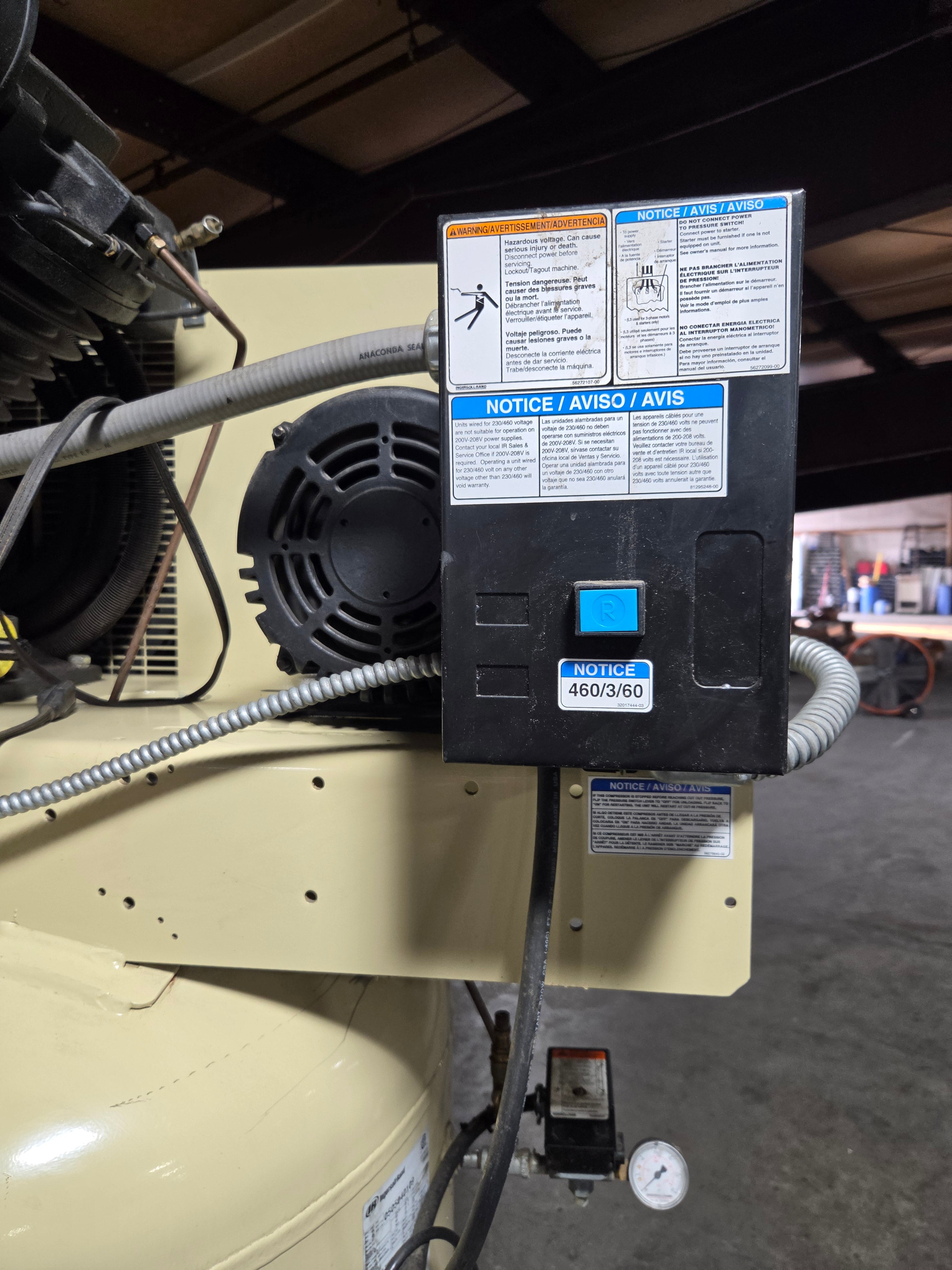 Ingersoll Rand 2545K10 Vertical Air Compressor 10 HP 120 Gallon 175 PSIG 3PH