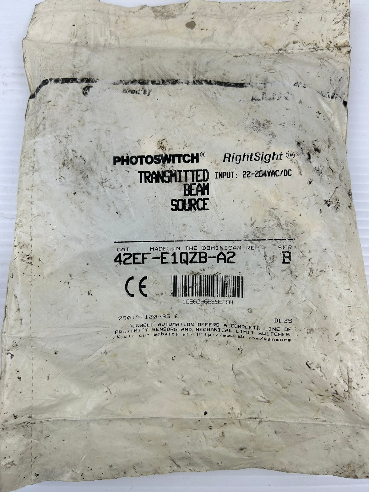 Allen Bradley 42EF-E1QZB-A2 RightSight Photoswitch Transmitted Beam Source 2M