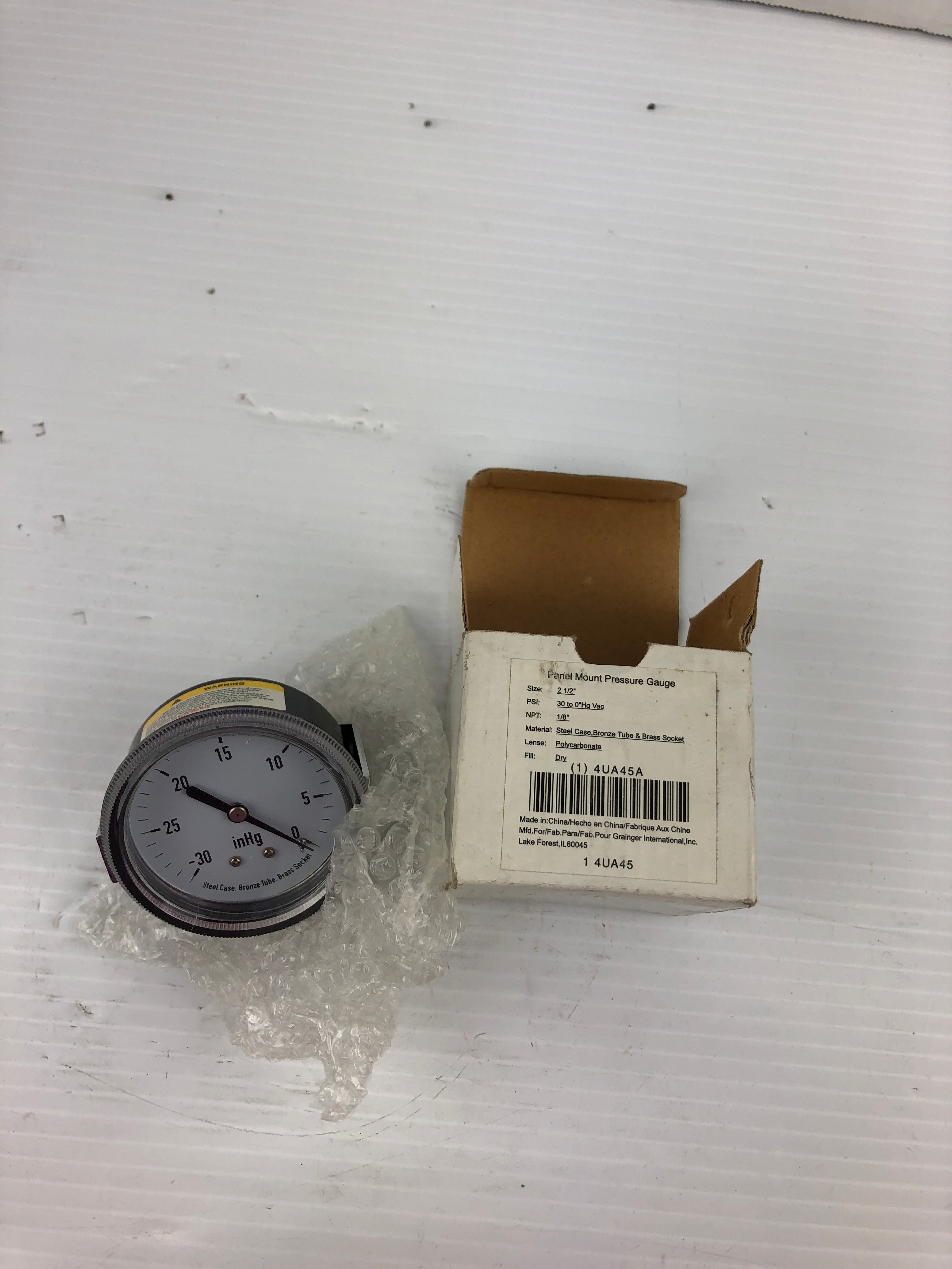 Panel Mount Pressure Gauge 4UA45A 2-1/2" 30-0" HG Vac