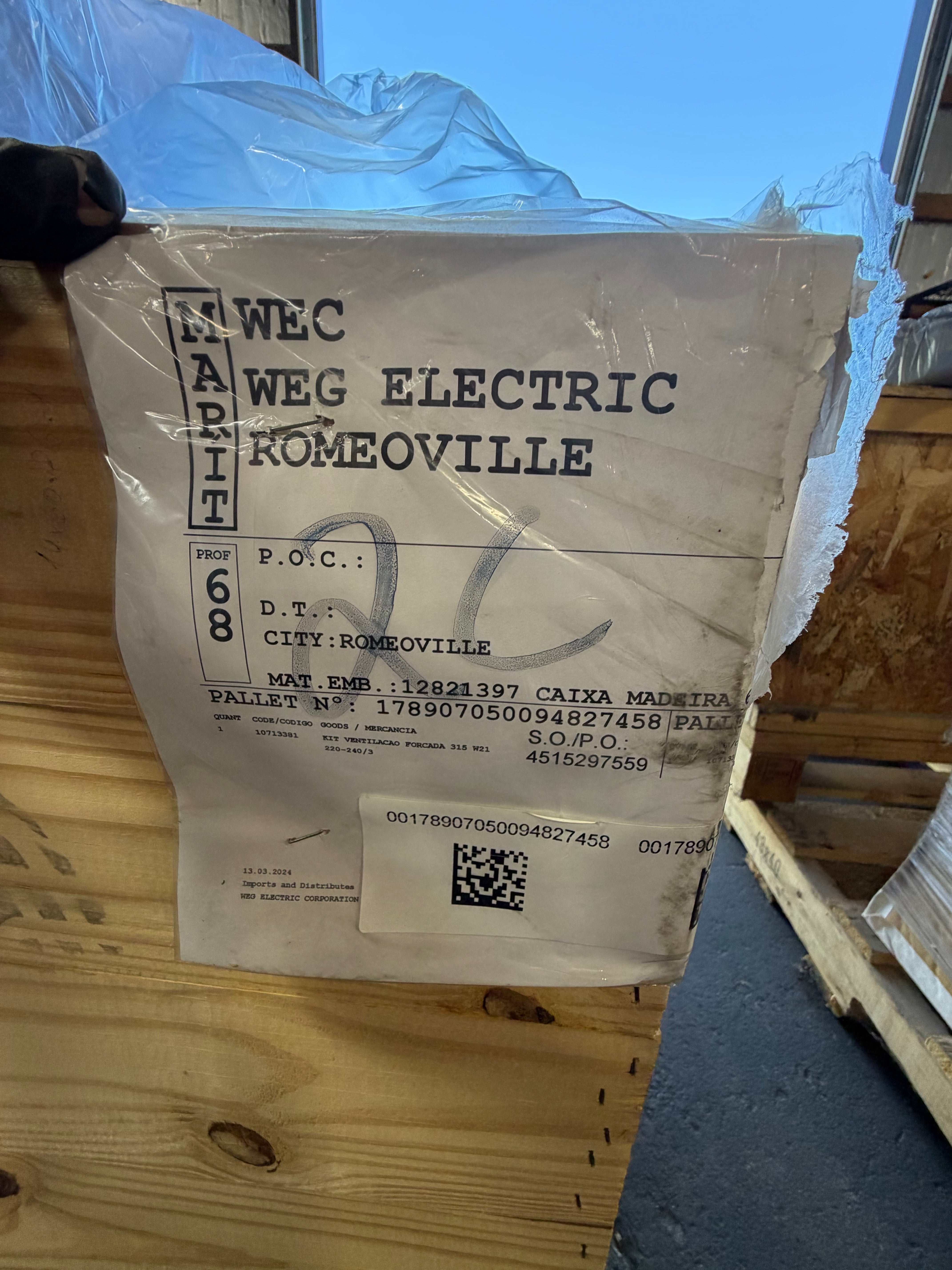 WEG 10713381 Forced Ventilation Cooling Kit W21 315 Frame 220-240V 3PH