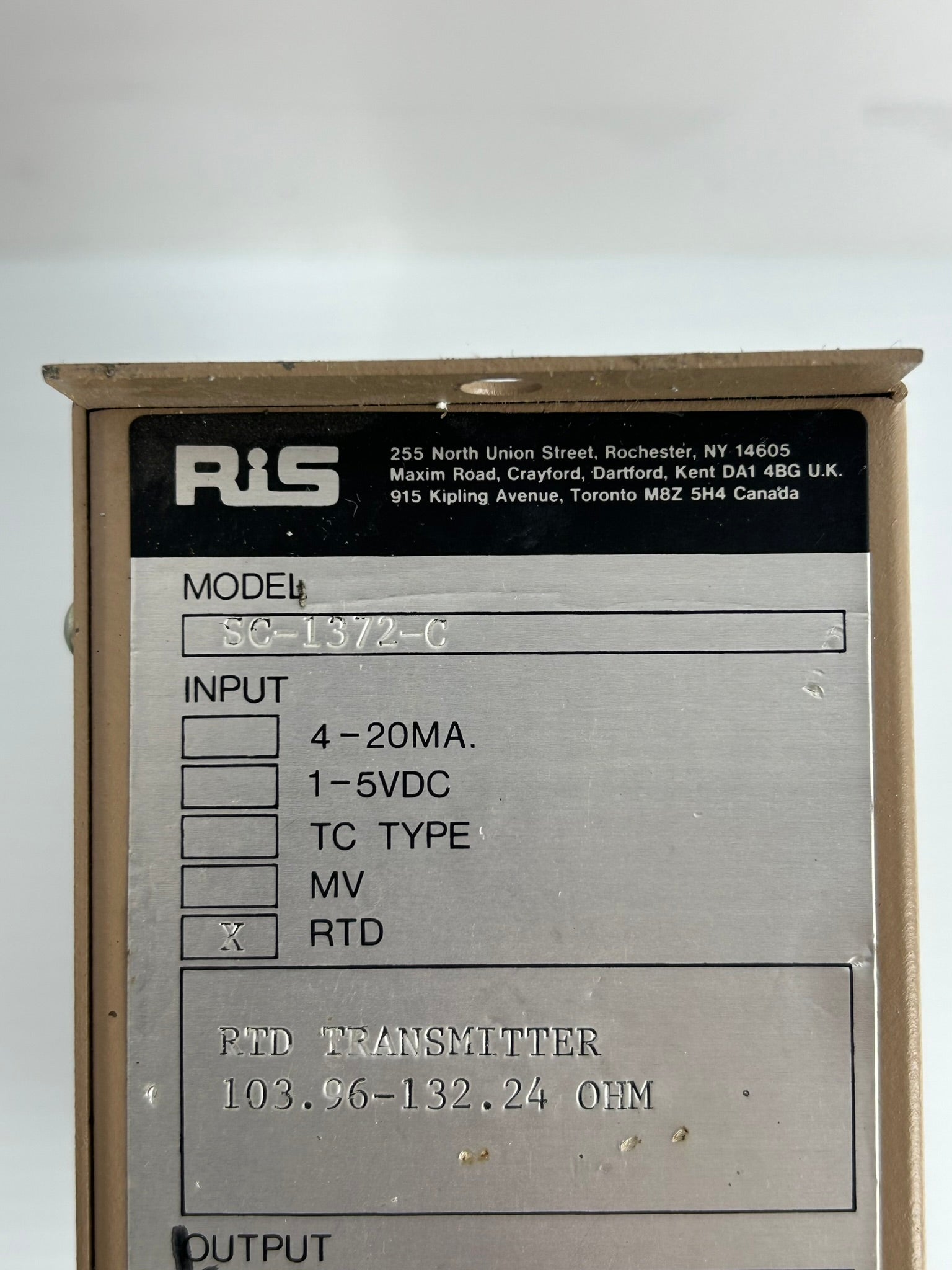 RIS SC-1372-C RTD Transmitter 103.96-132.24Ω 4-20mA 115VAC 4W