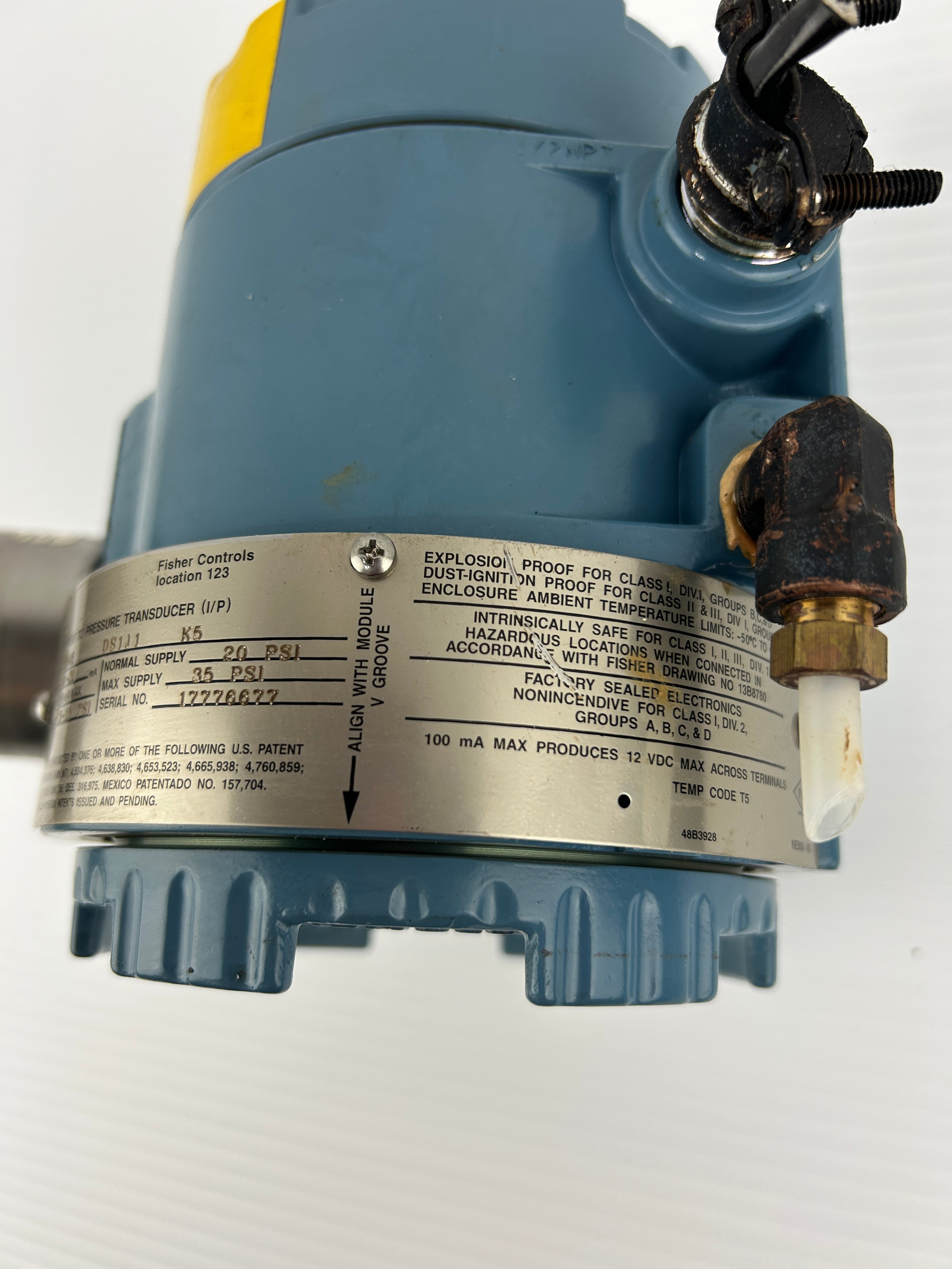 Fisher Rosemount 846DS1J1K5 Current to Pressure Transducer 3-15 PSI 846 DS1J1 K5