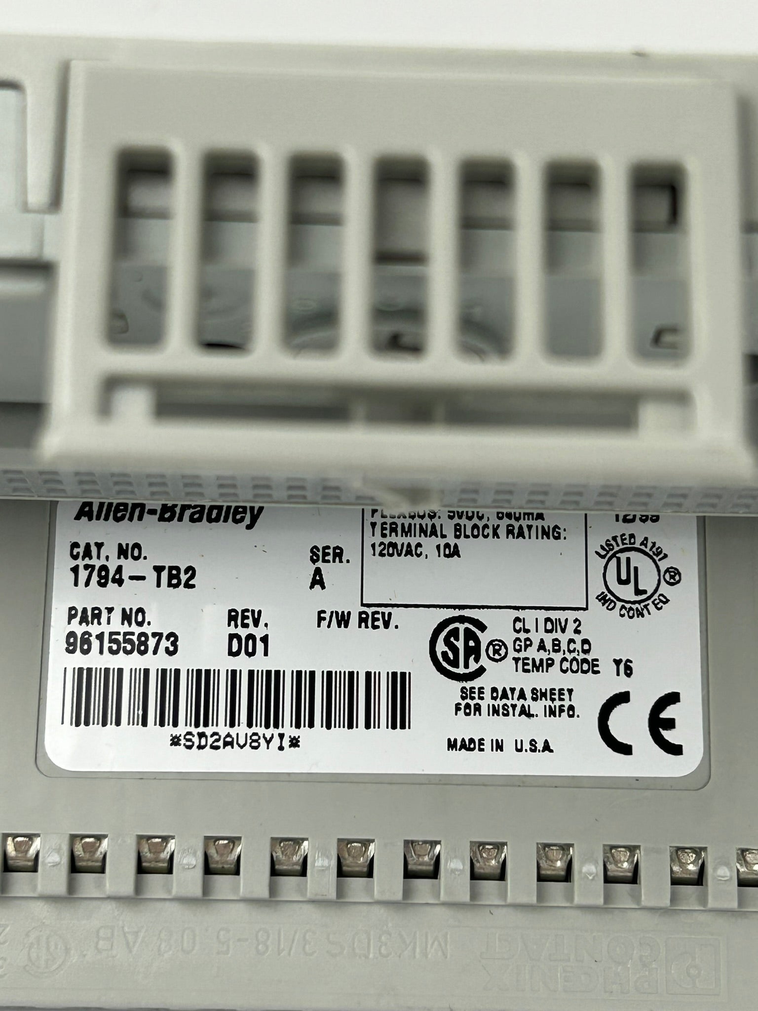 Allen-Bradley 1794-TB2 Terminal Base Series A Rev D01