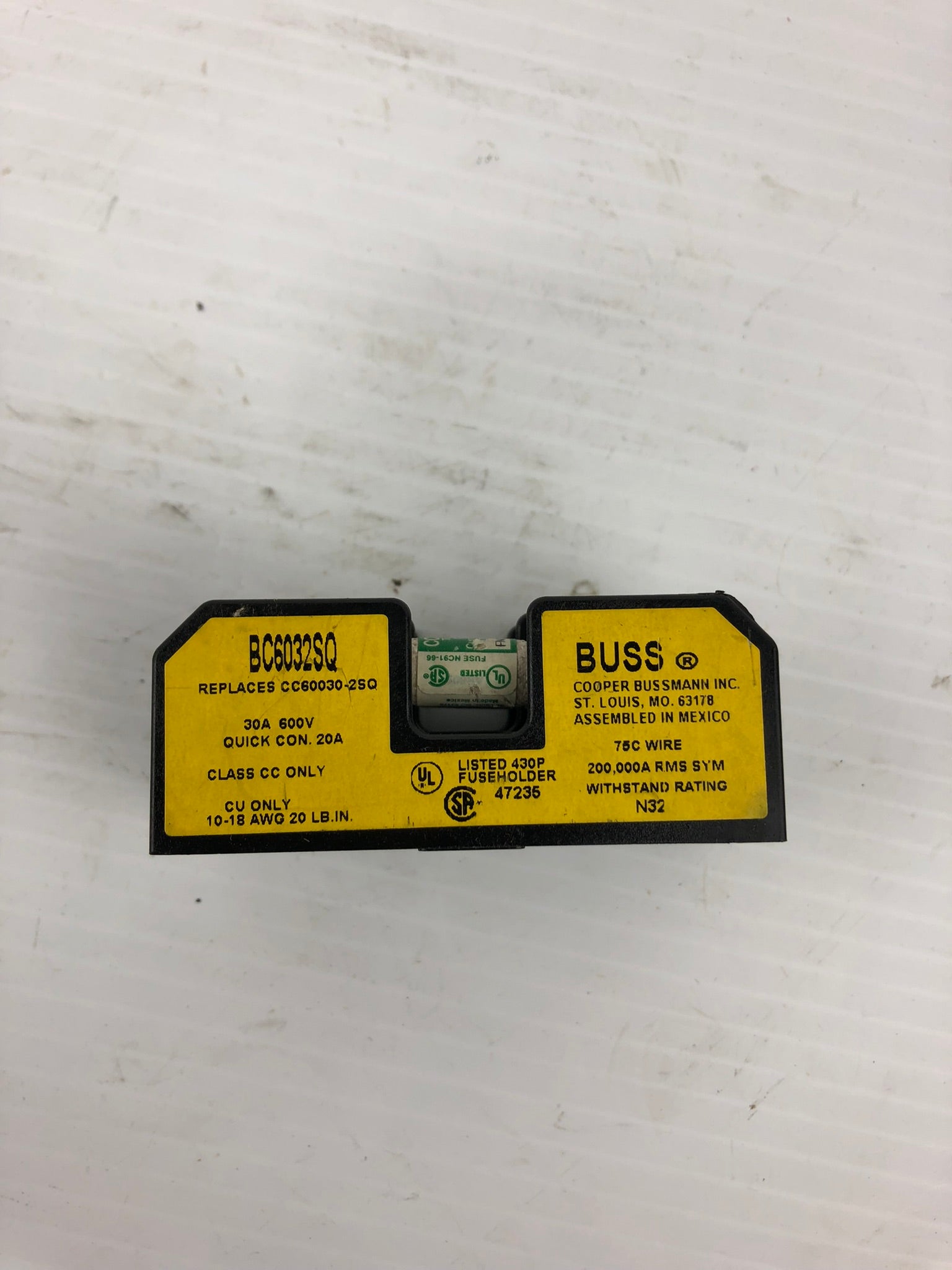 Bussman BC6032SQ Fuse Holder with Fuses FNQ-R-1-1/2