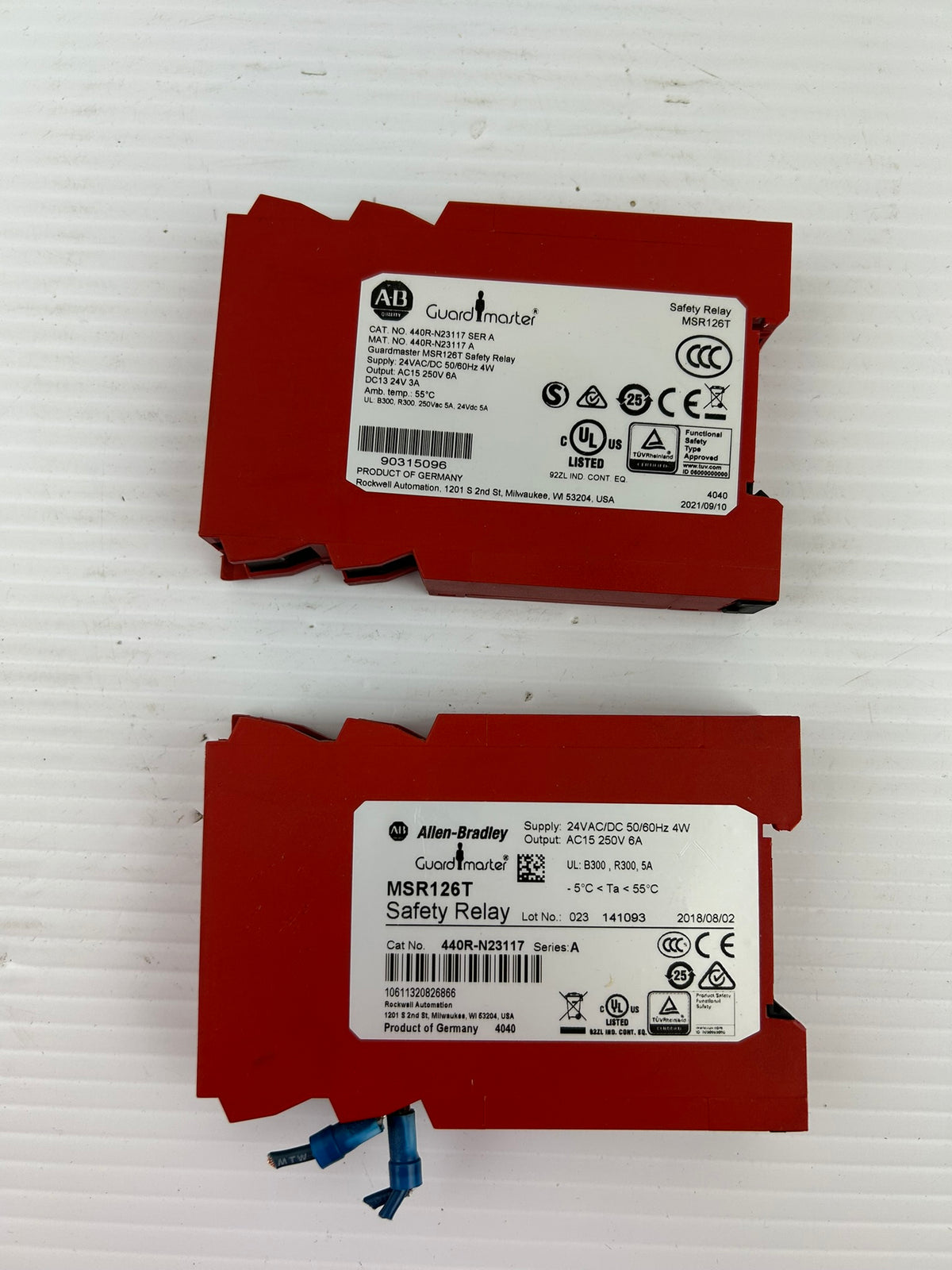 Allen-Bradley Guardmaster MSR126T 440R-N23117 Safety Relay Series A - Lot of 2