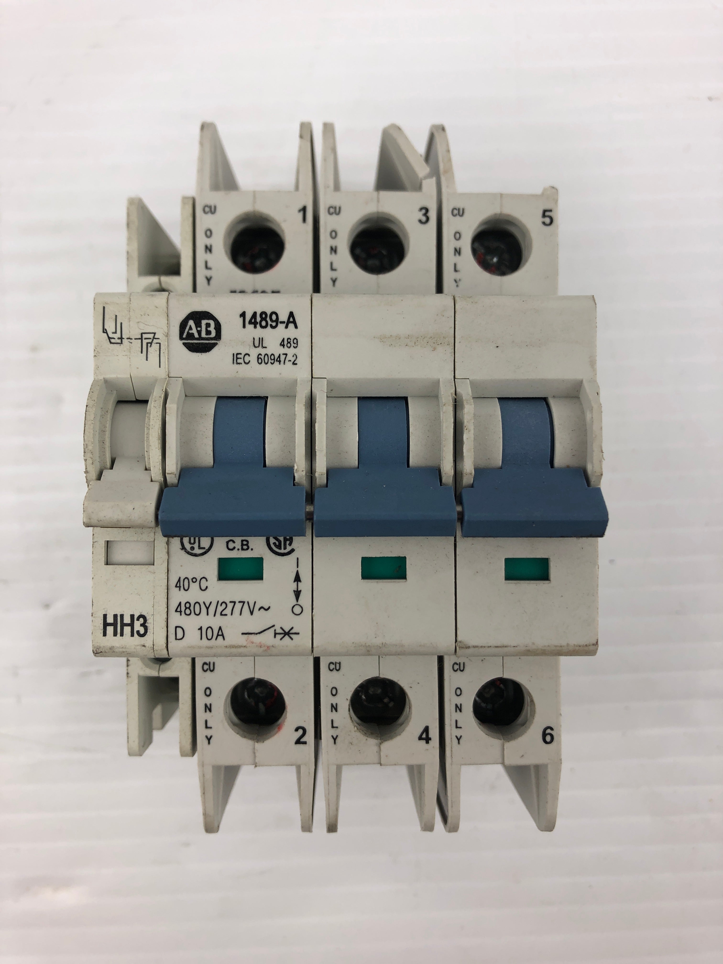 Allen-Bradley 1489-A3D100R Circuit Breaker 3 Pole Ser. A w/HH3 Auxiliary