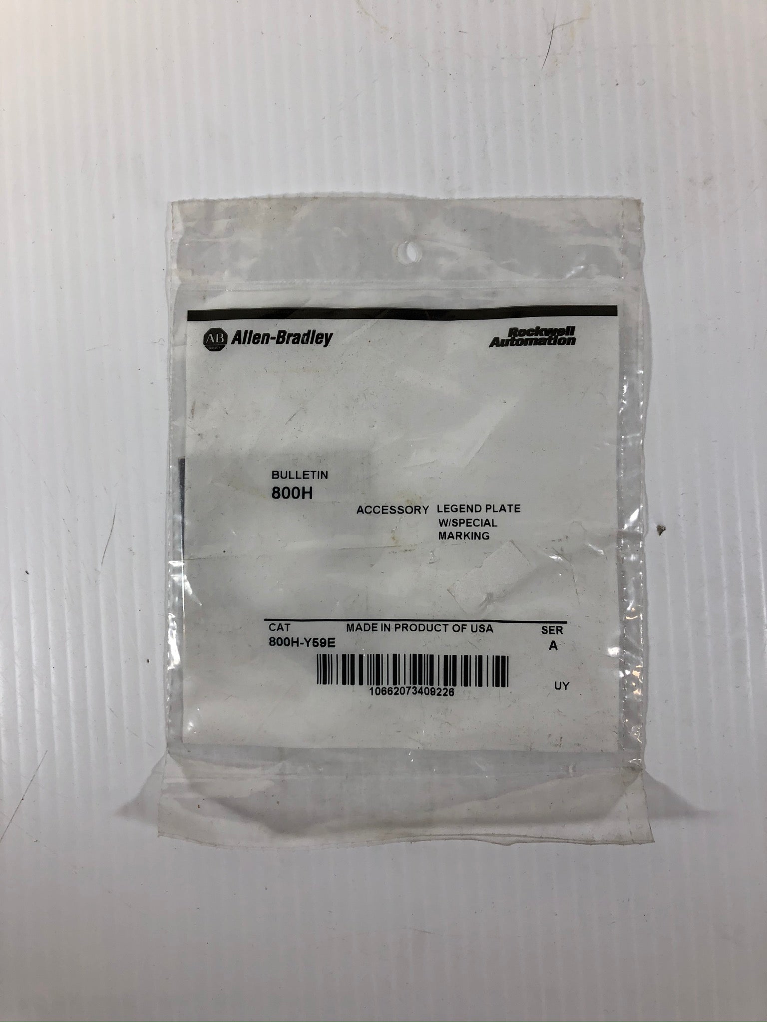Allen-Bradley 800H-Y59E Accessory Legend Plate with Special Marking Jog Off Auto