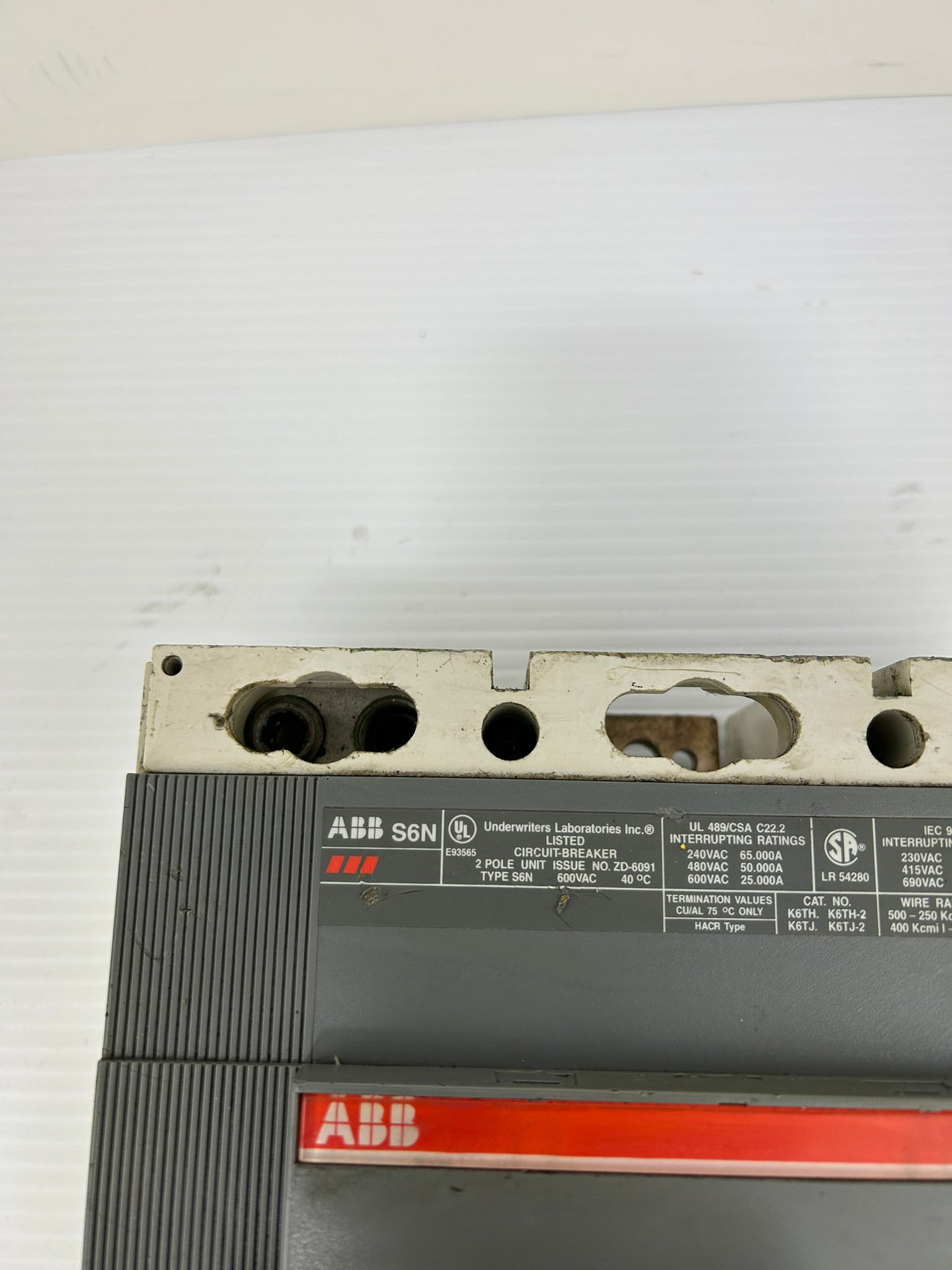 ABB SACE S6 S6N Circuit Breaker 2 Pole Unit 600VAC Issue ZD-6091