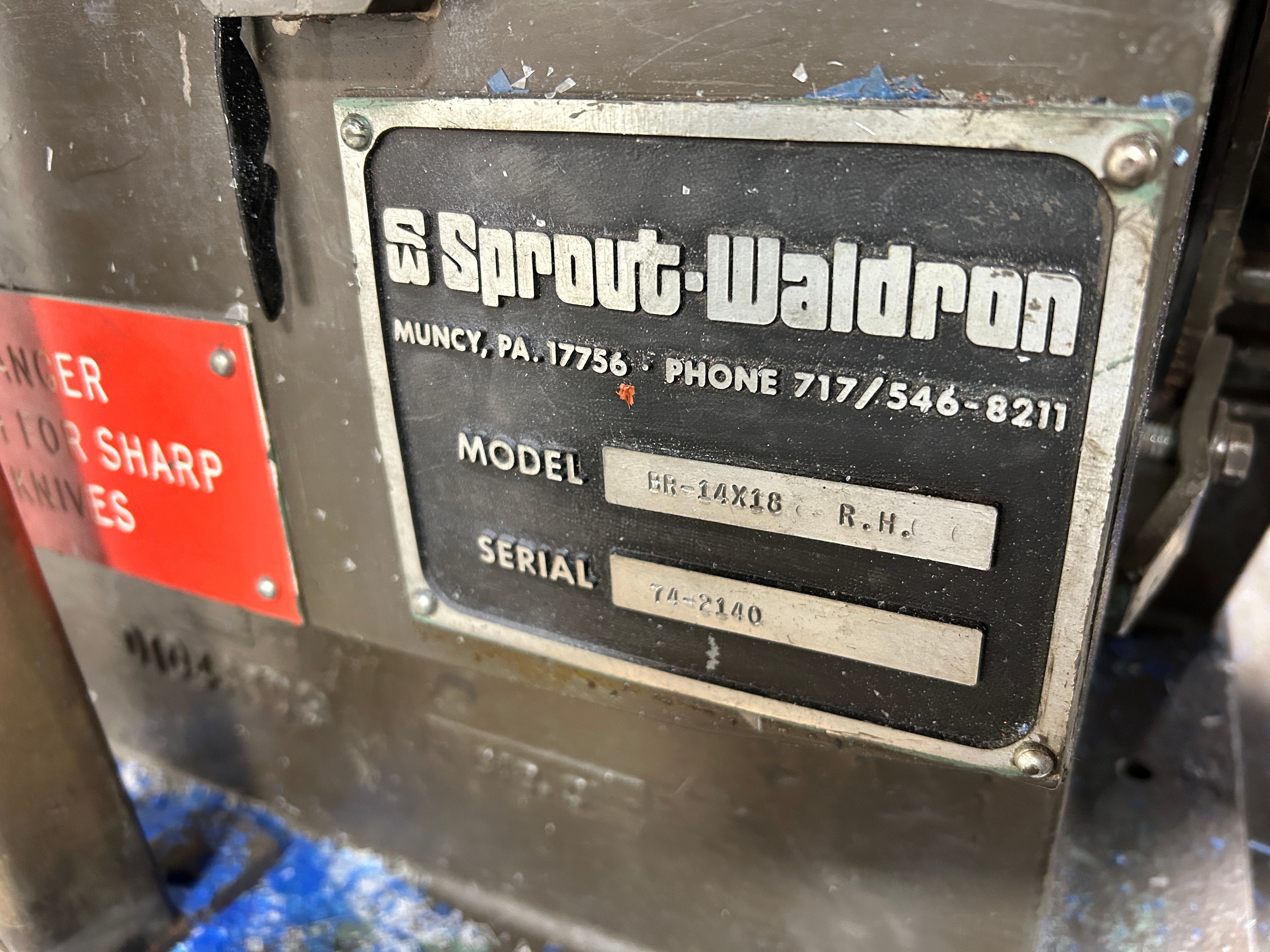 Sprout Waldron BR-14X18 RH Edge Chopper 40HP Motor with 2 Sets of Blades