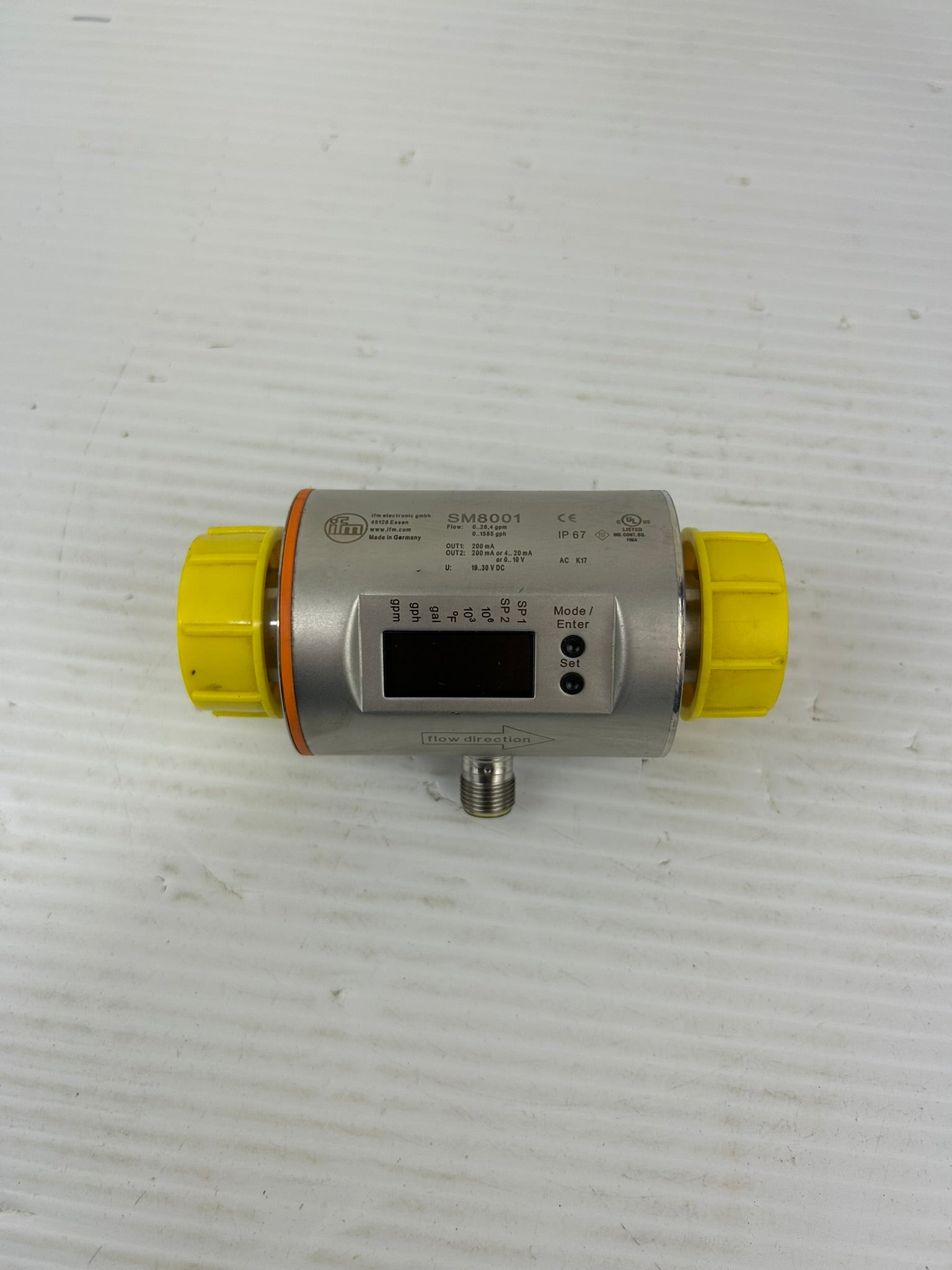 ifm SM8001 Electromagnetic Flow Meter Sensor 0-26.4 GPM 200mA 0-10VAC 19-30VDC