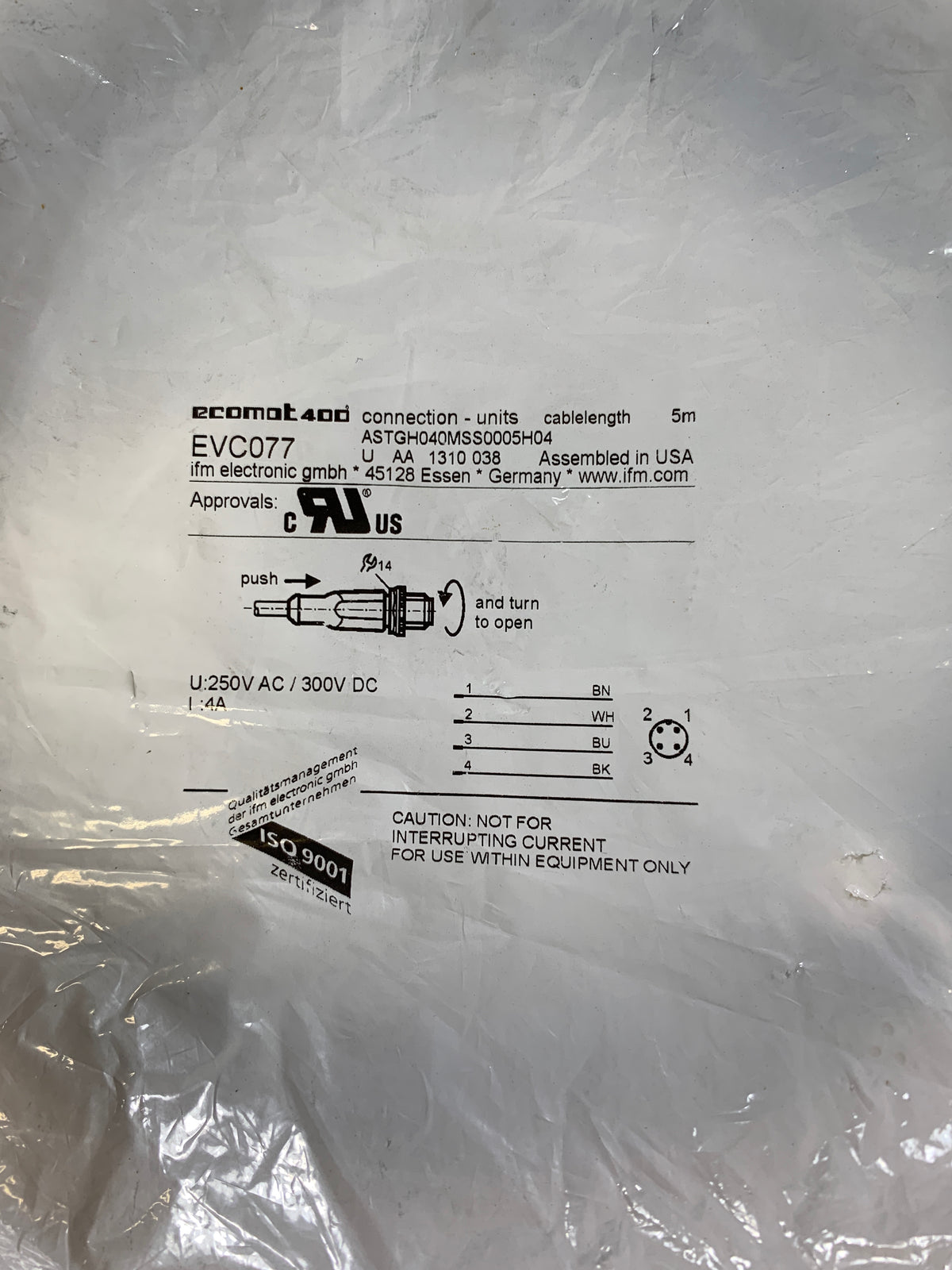 IFM Ecomat Connection Unit EVC077 Cable 5m