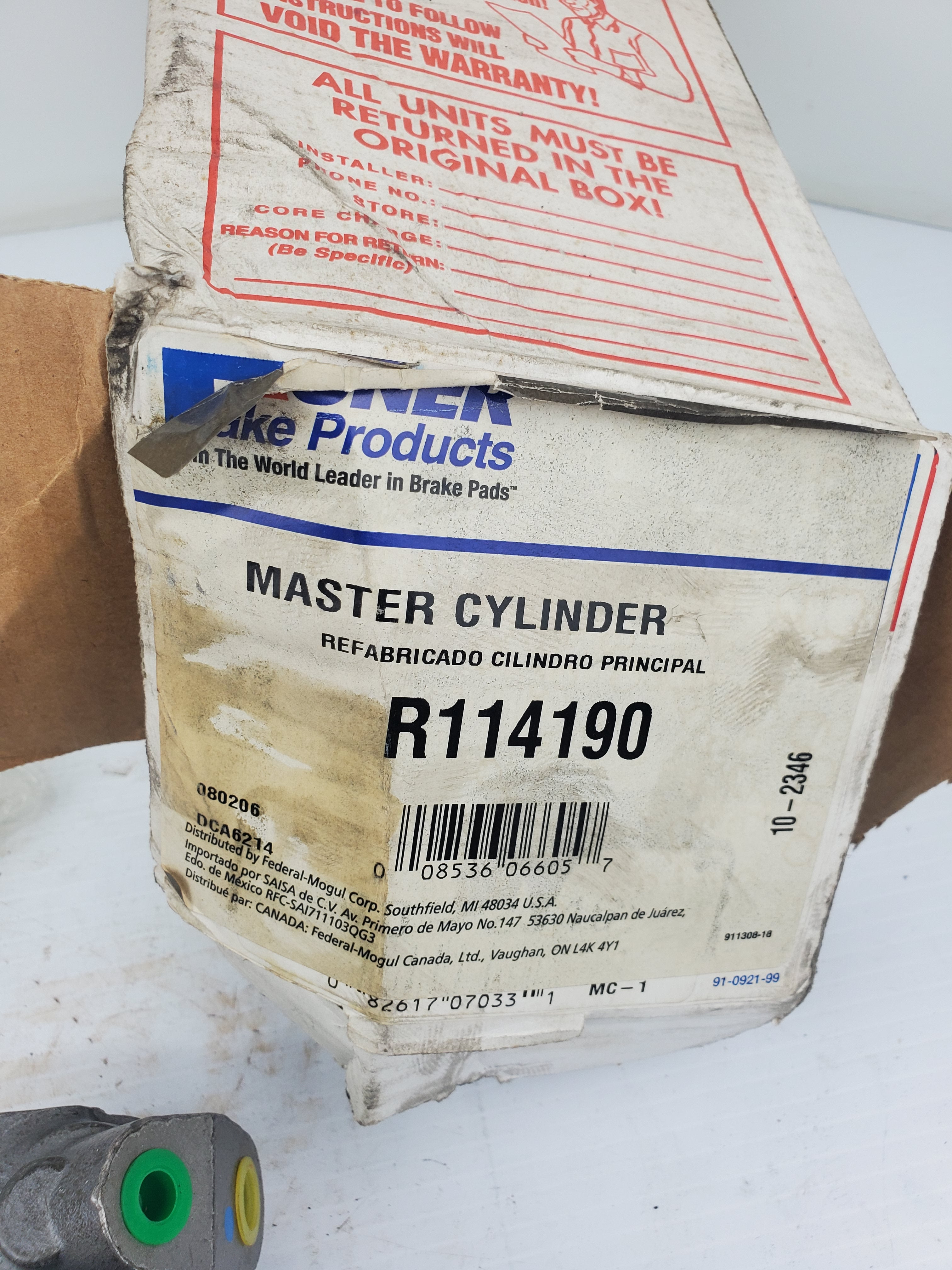 Wagner Brake R114190 Master Cylinder Remanufactured
