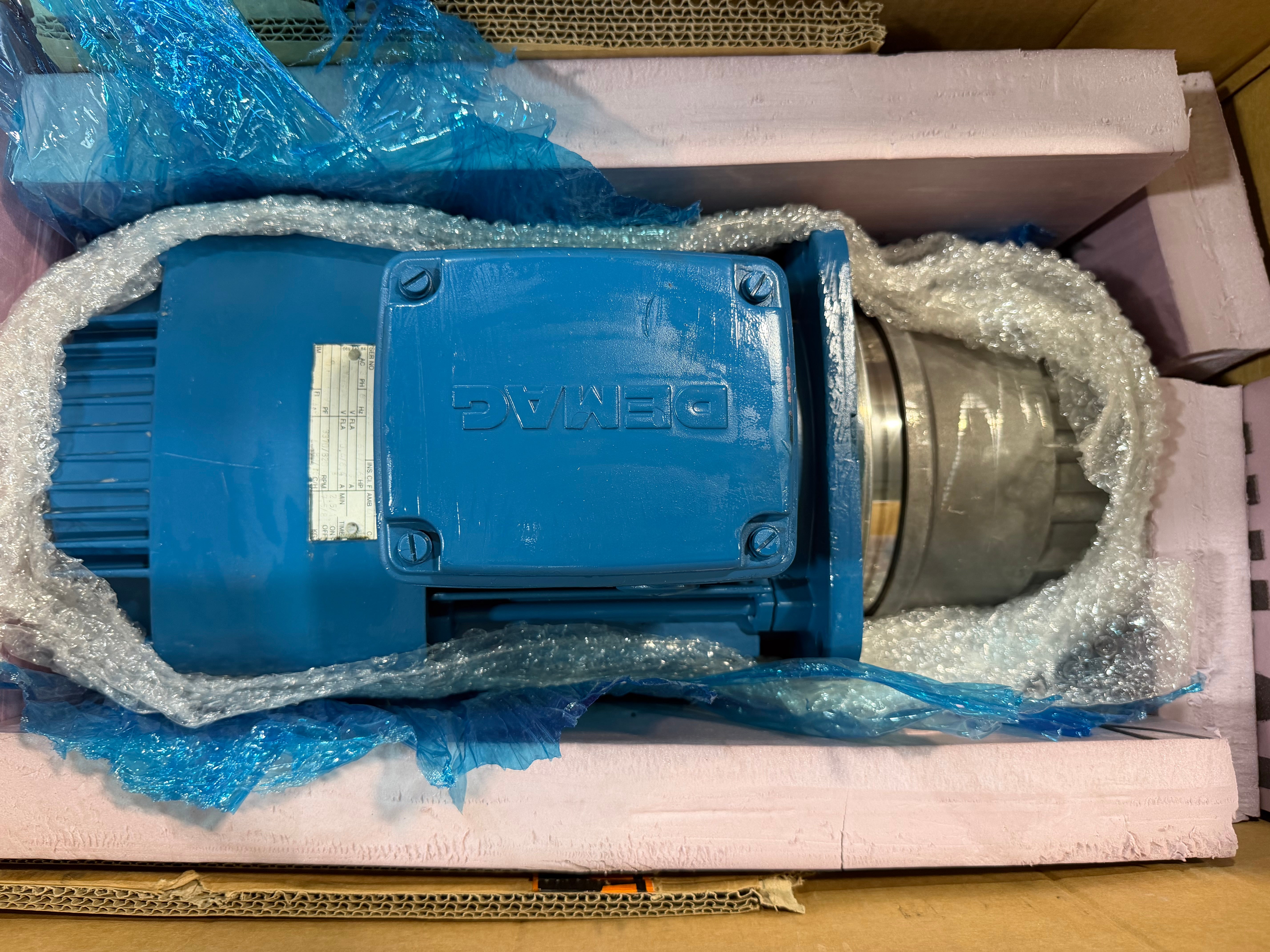 Demag KMH Hoist Motor 1.6HP 400V 3PH 3370/820RPM TEFC Brake Motor