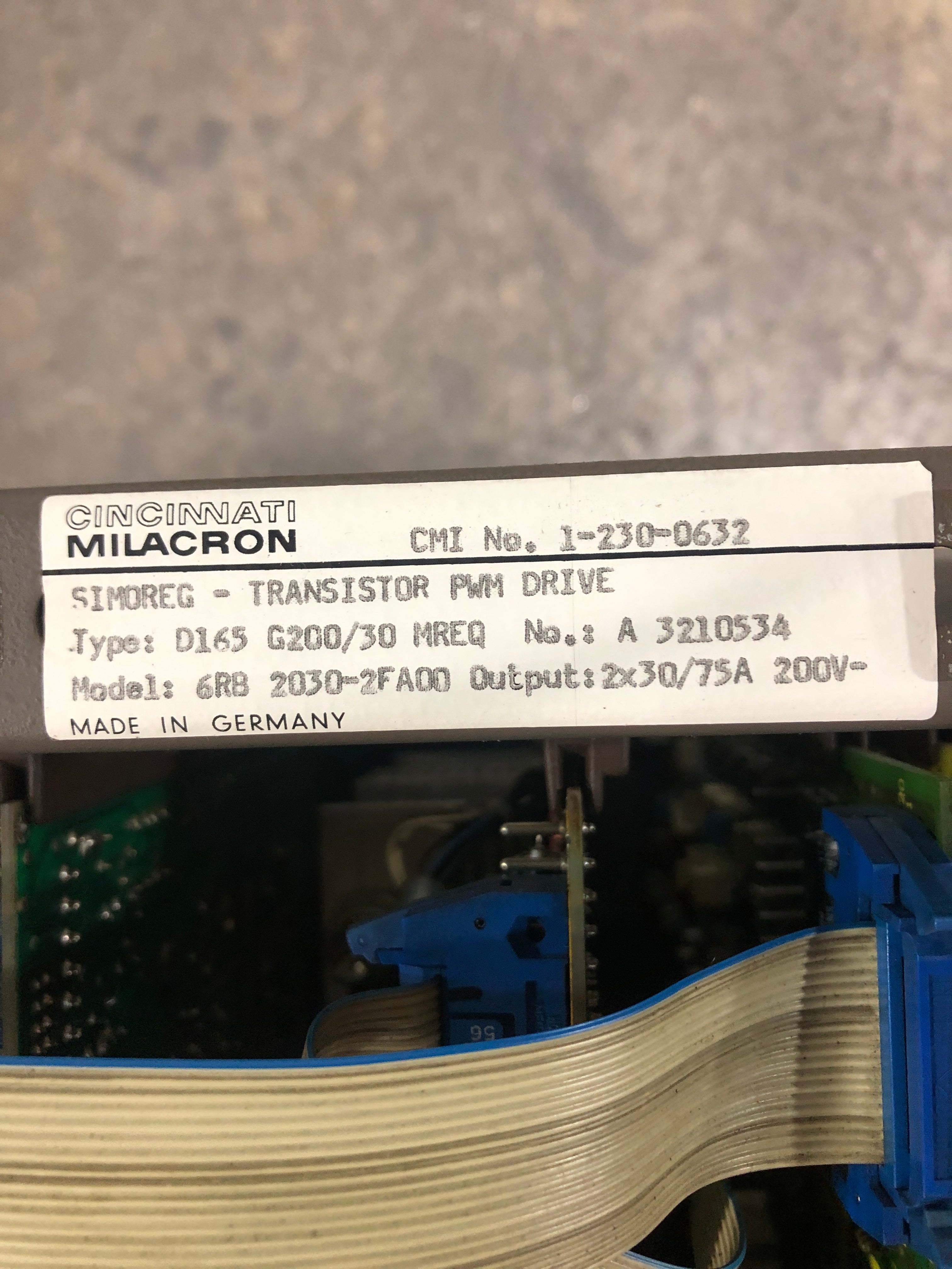 Siemens 6RB-2030-2FA00 Simoreg Transistor PWM Drive Cinci Milacron 1-230-0632
