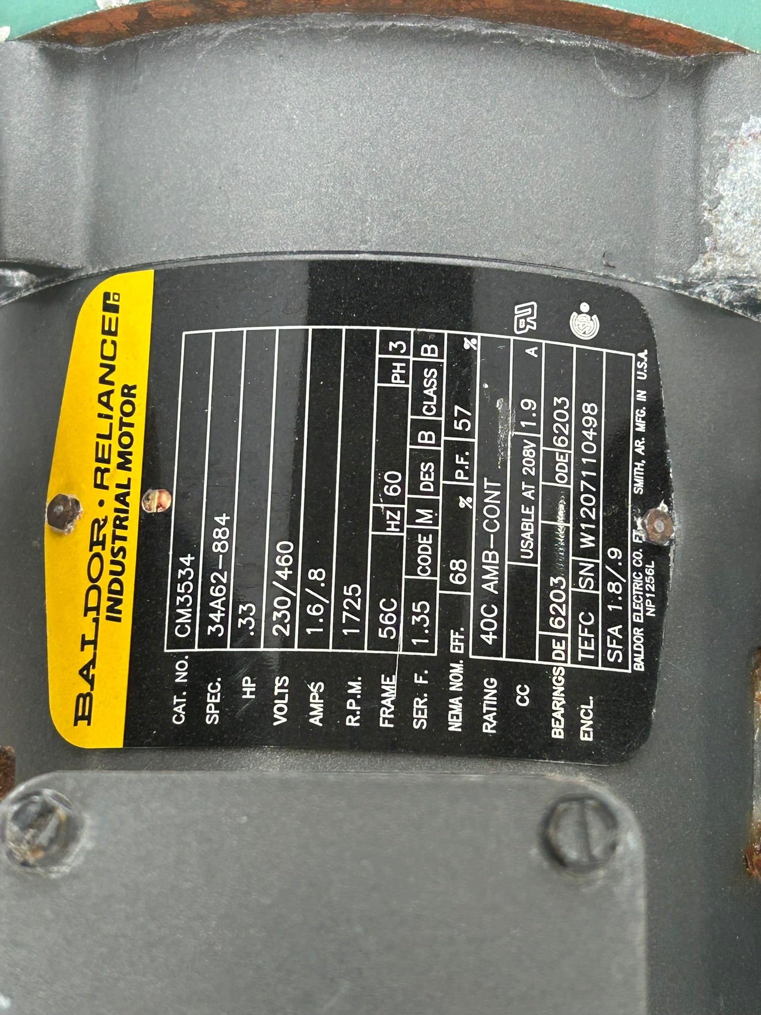 Tri-Clover C114MF56T-10ND-01U-25SP Pump with Baldor CM3534 AC Motor