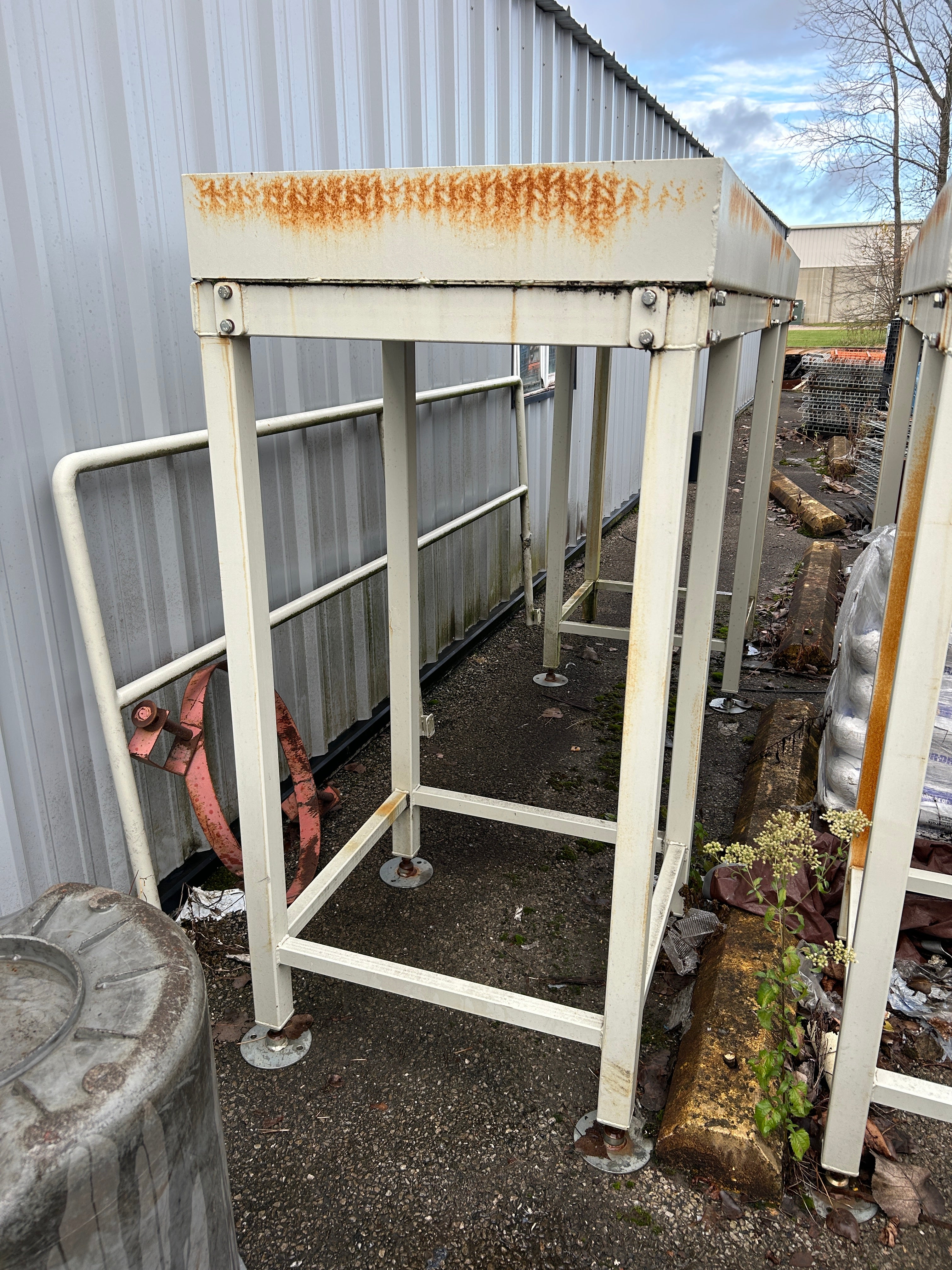 (2) Steel Platforms with Railing from Conveyor Assembly 9'9.5" x 31.5” x 5.5'