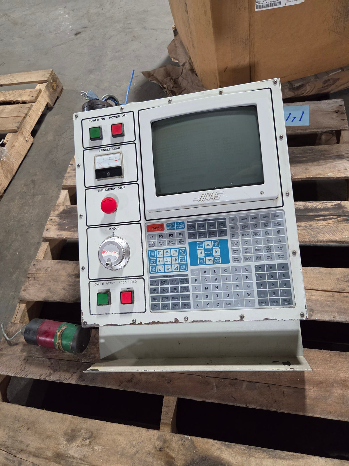 Haas VF-0 CNC Mill Operator Control Panel CRT Display Keyboard with Light Tower