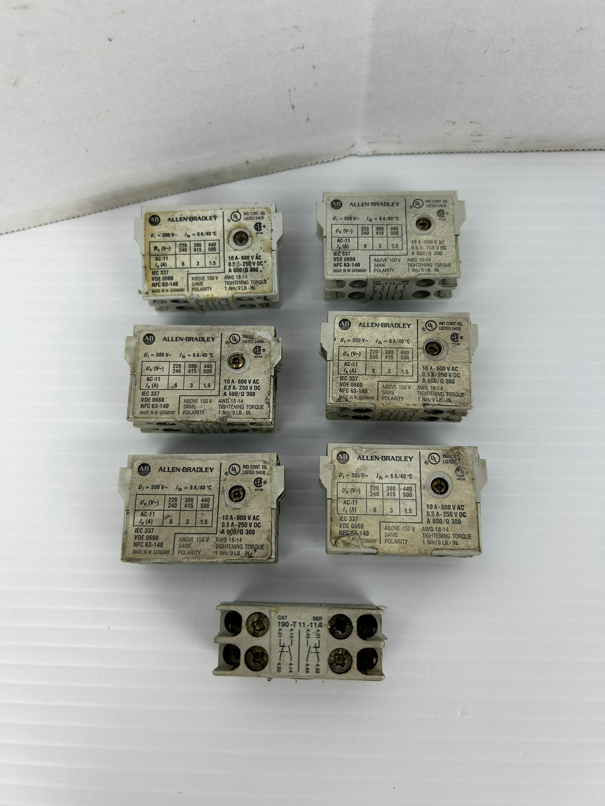 Allen-Bradley 190-T11-11A Trip Indicator Ser. A 500V 6A - Lot of 7