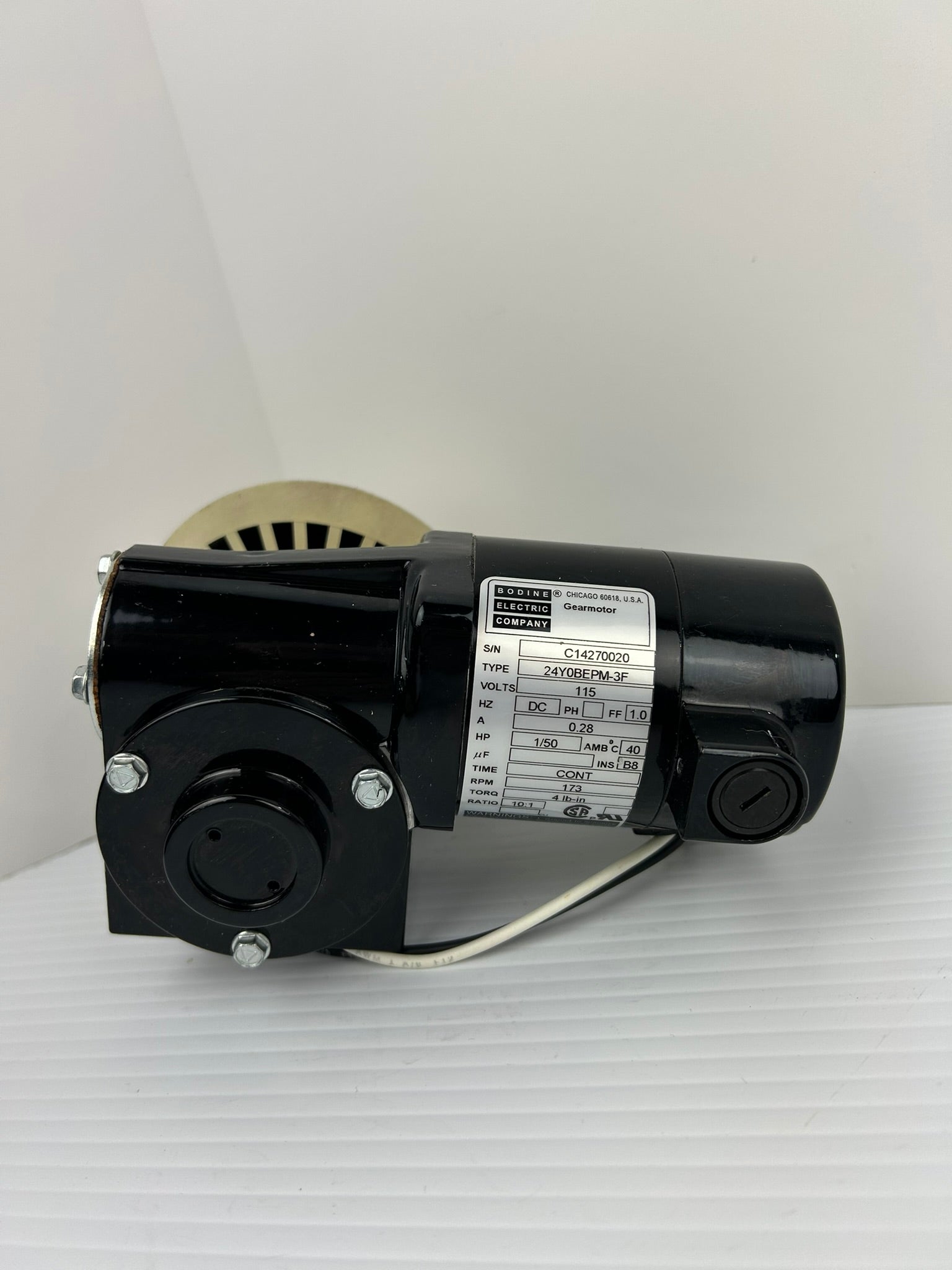 Bodine Electric C14270020 Gearmotor 24Y0BEPM-3F 1/50HP 173RPM 115V 0.28A 10:1