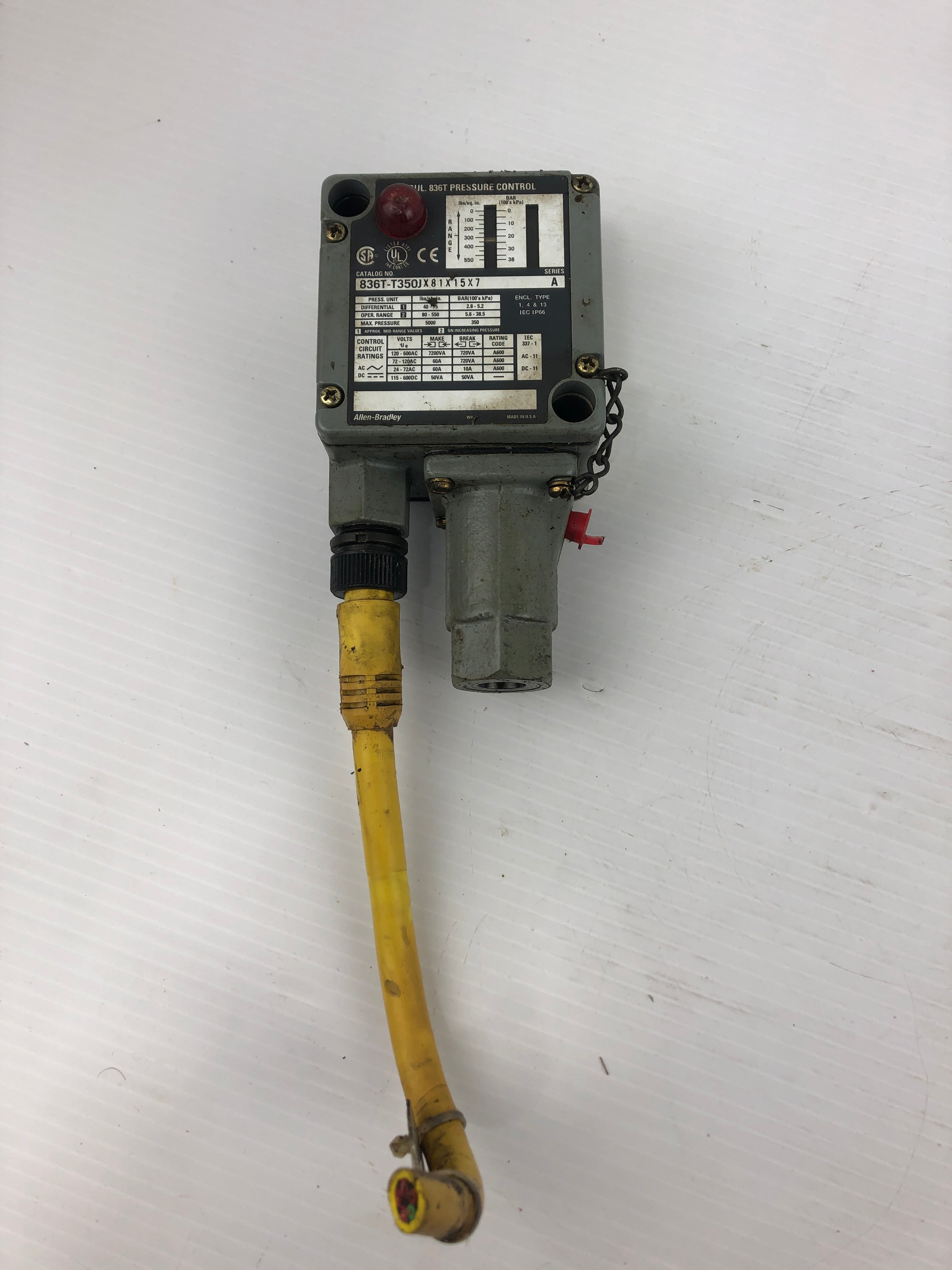 Allen Bradley 836T-T350JX81X15X7 Pressure Control Switch Series A