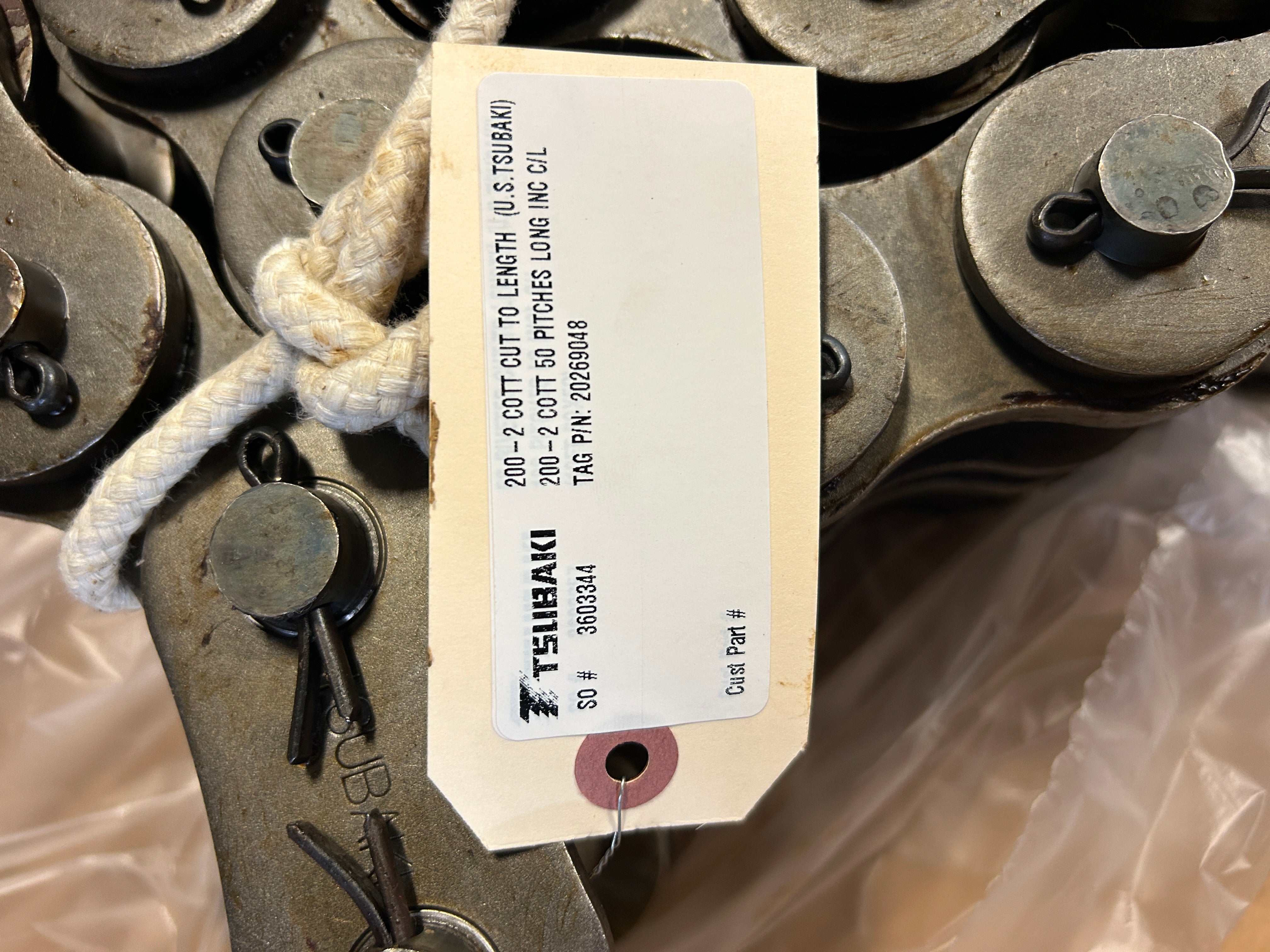 Tsubaki 200-2 Double Row Chain Roll Link Assembly ANSI 200 2.5" Pitch - 26 Links
