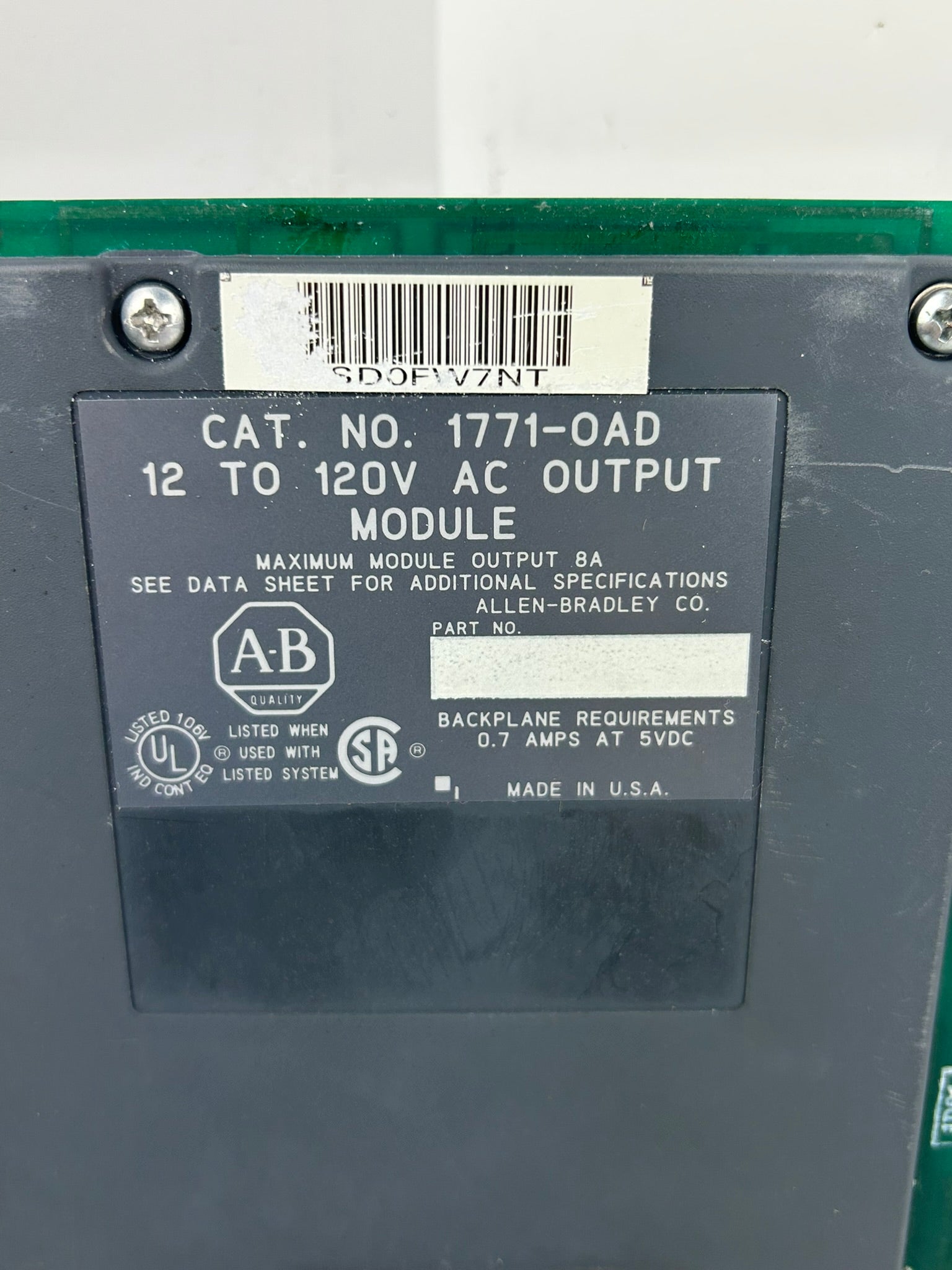 Allen-Bradley 1771-OAD AC Output Module 12-120V 8A
