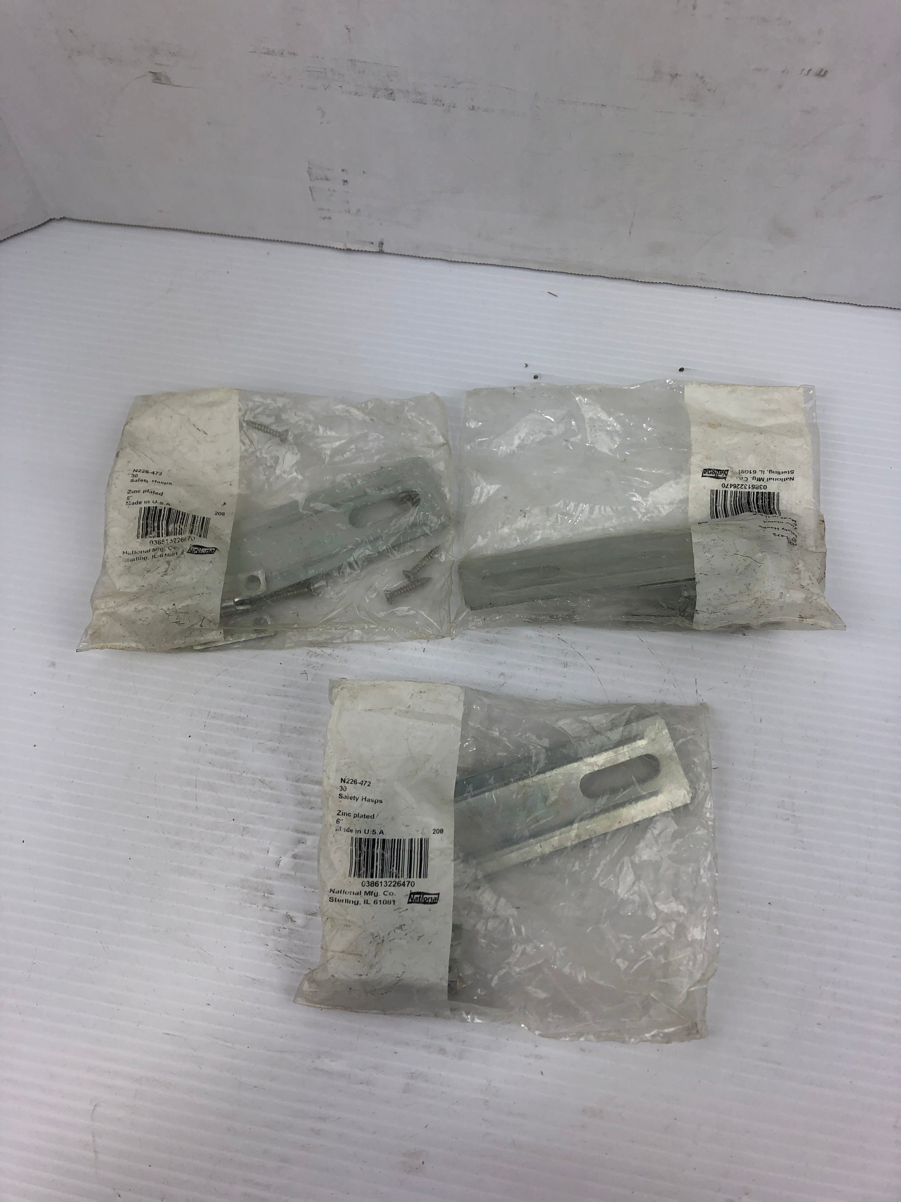 National N226-472 Safety Hasps Zinc Plated 6" - Lot of 3