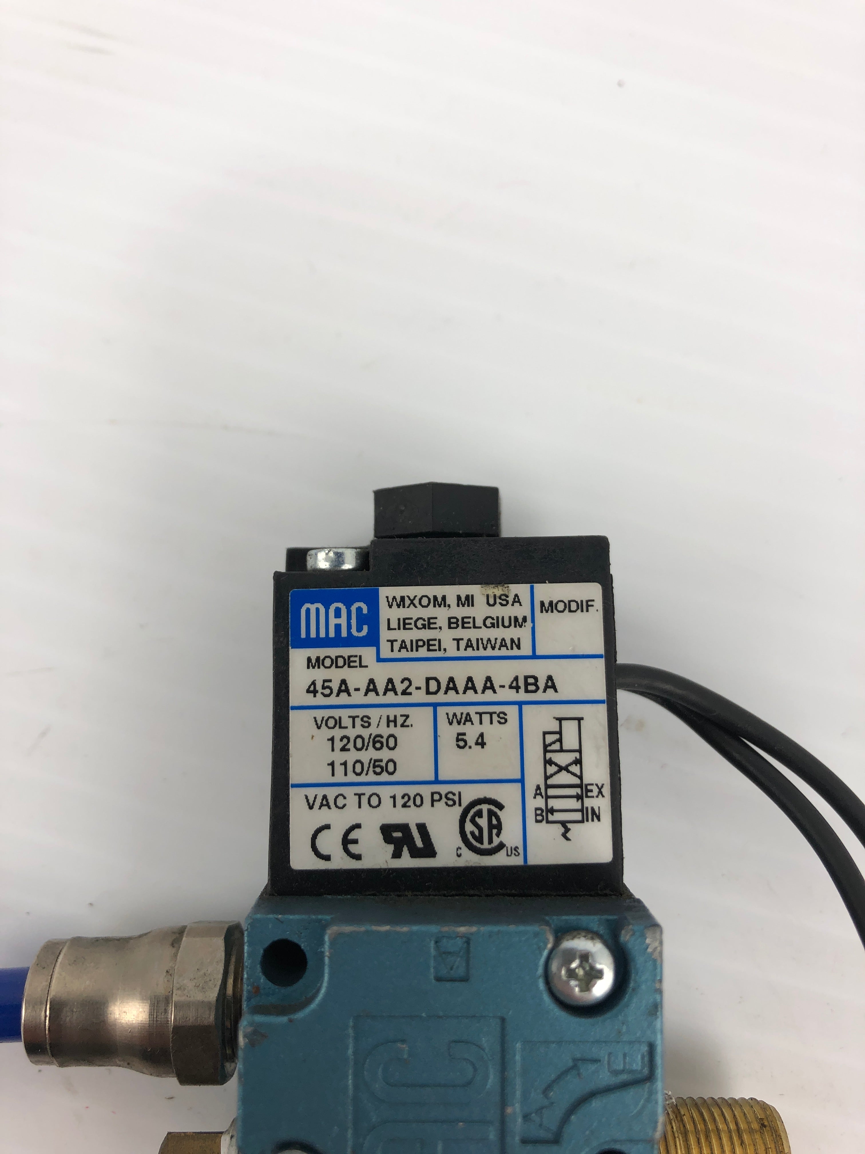 MAC 45A-AA2-DAAA-4BA Pneumatic Solenoid Valve 120VAC