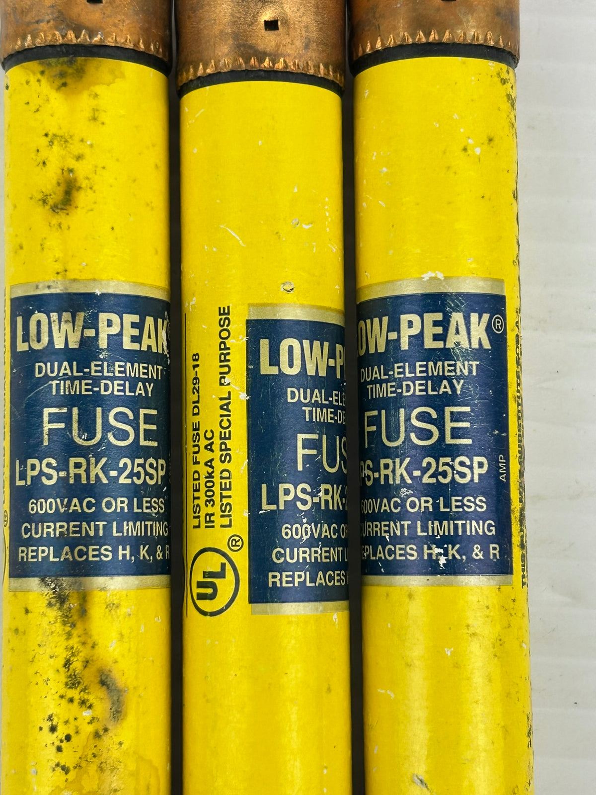 Bussmann LPS-RK-25SP Low Peak Dual Element Time Delay Fuse 25A 600VAC - Lot of 3