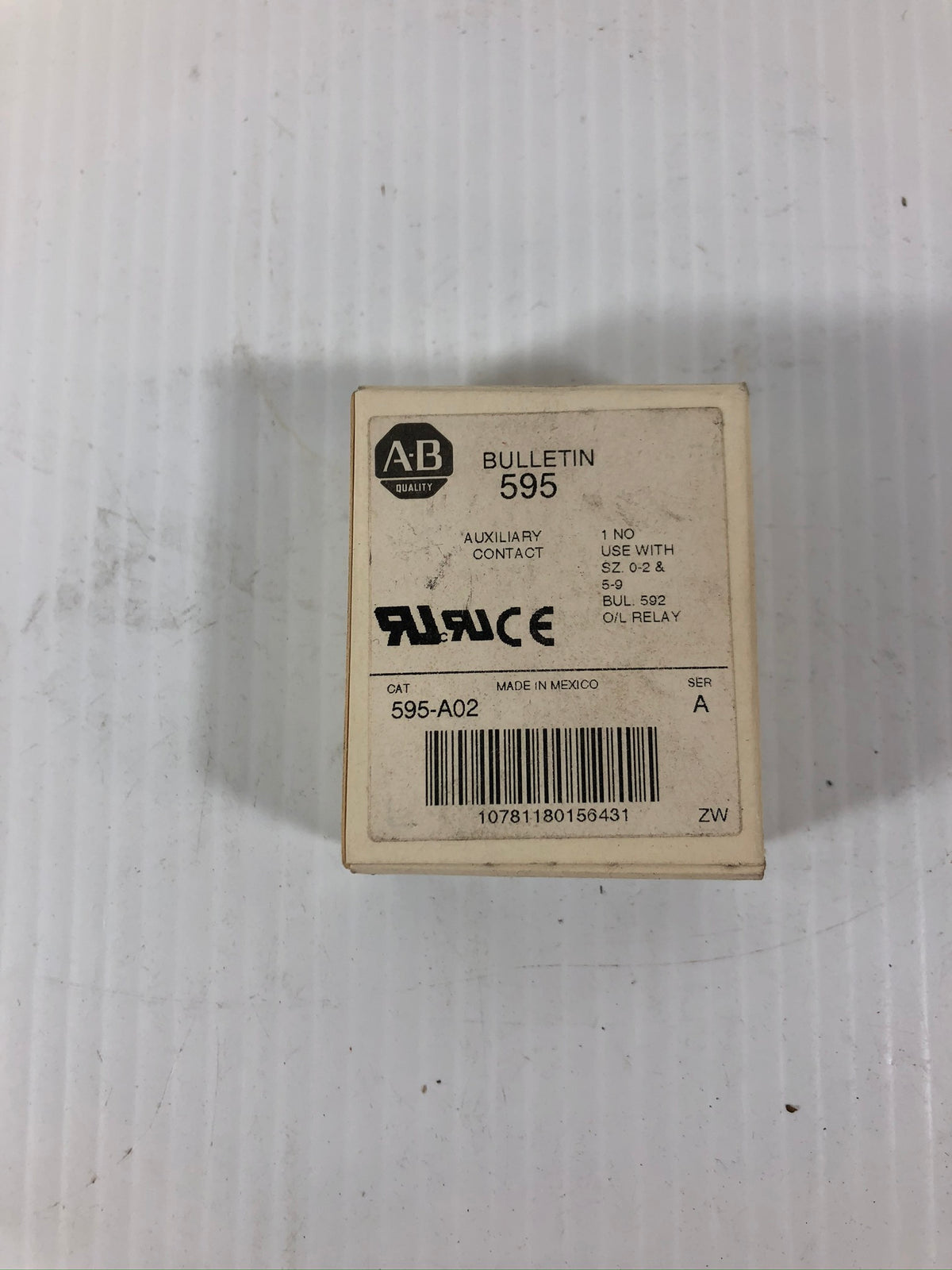 Allen-Bradley 595-A02 Auxiliary Contact 1 NO Series A
