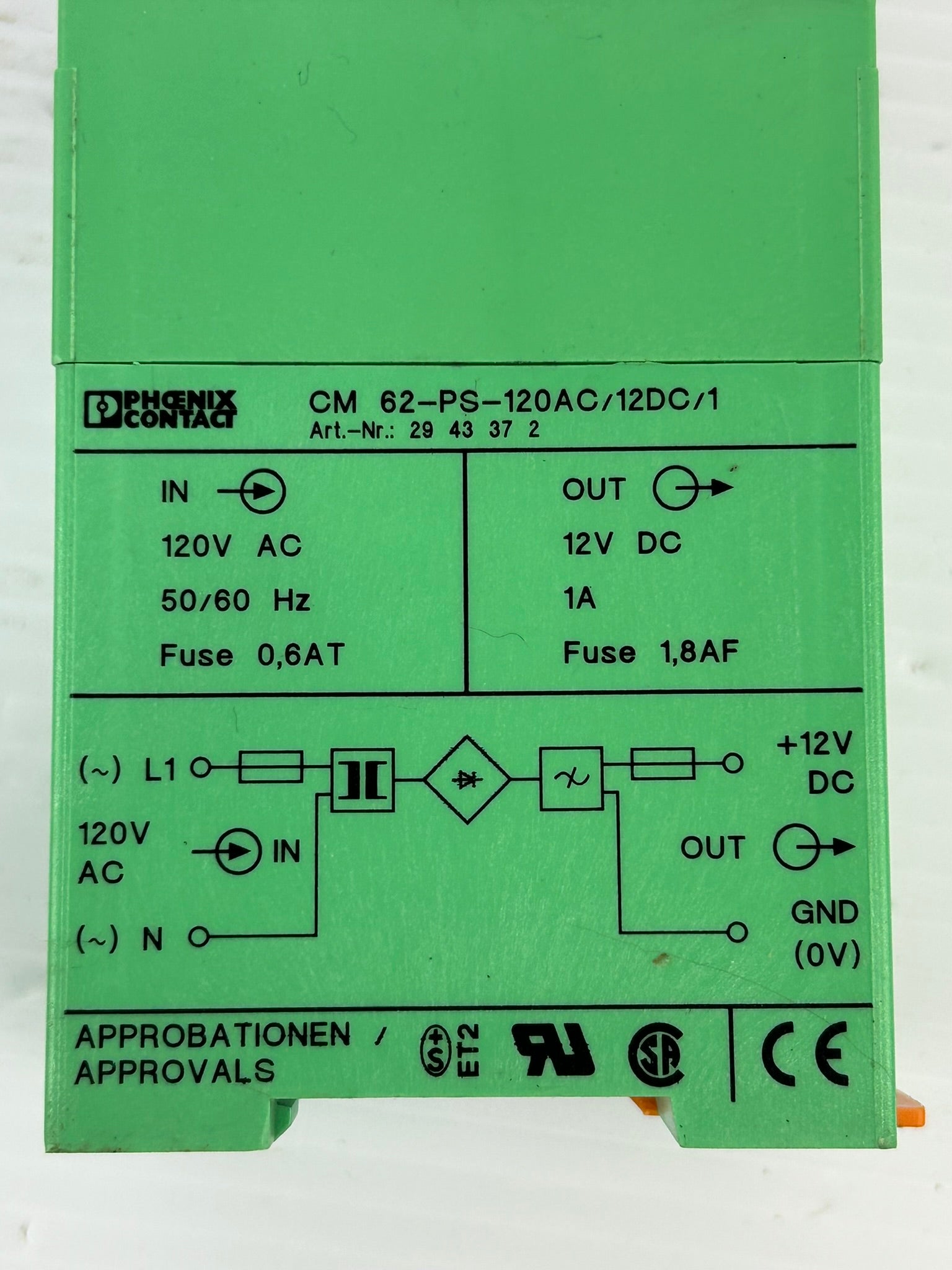 Phoenix Contact CM62-PS-120AC/12DC/1 Power Supply 2943372
