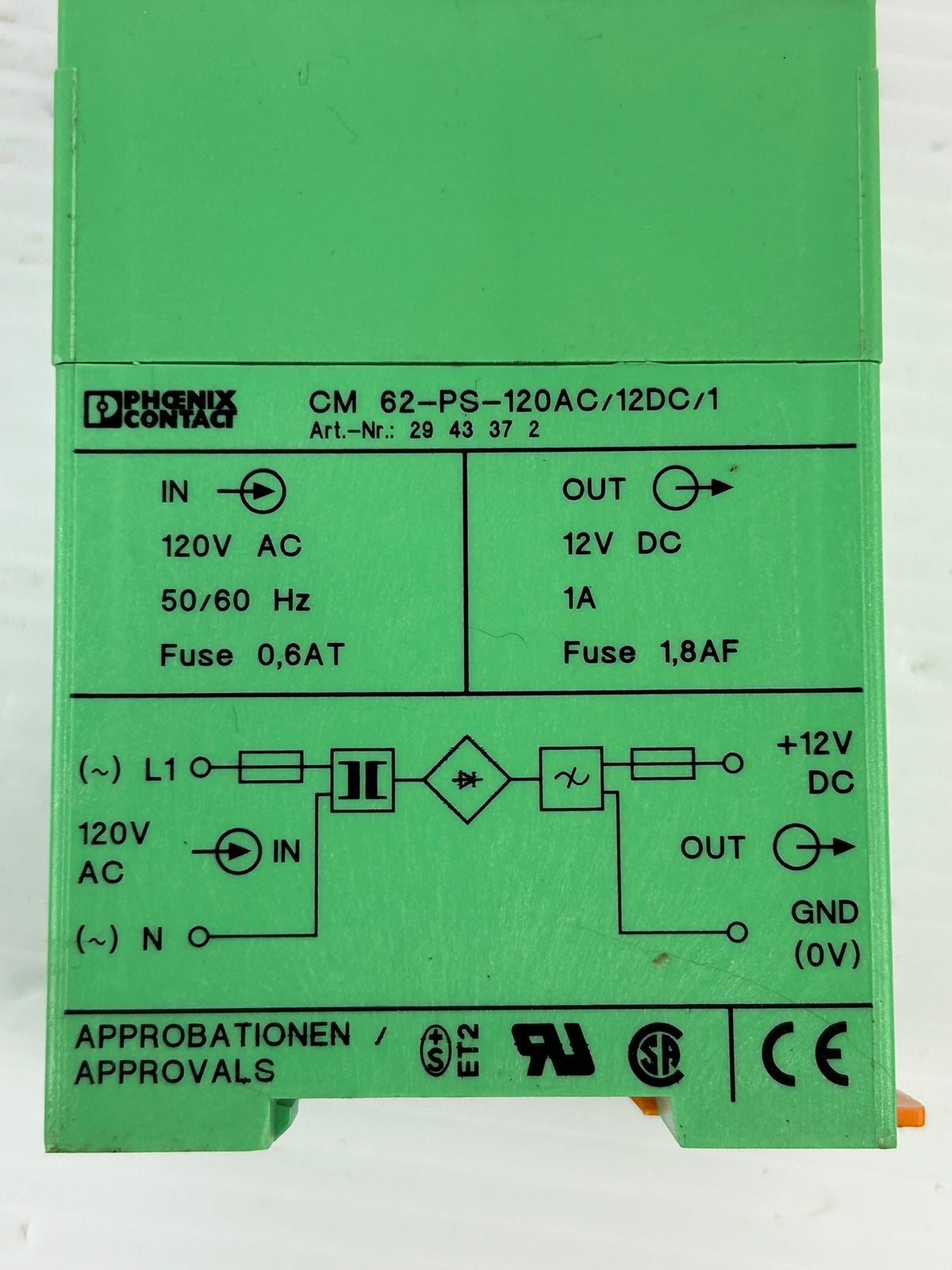 Phoenix Contact CM62-PS-120AC/12DC/1 Power Supply 2943372
