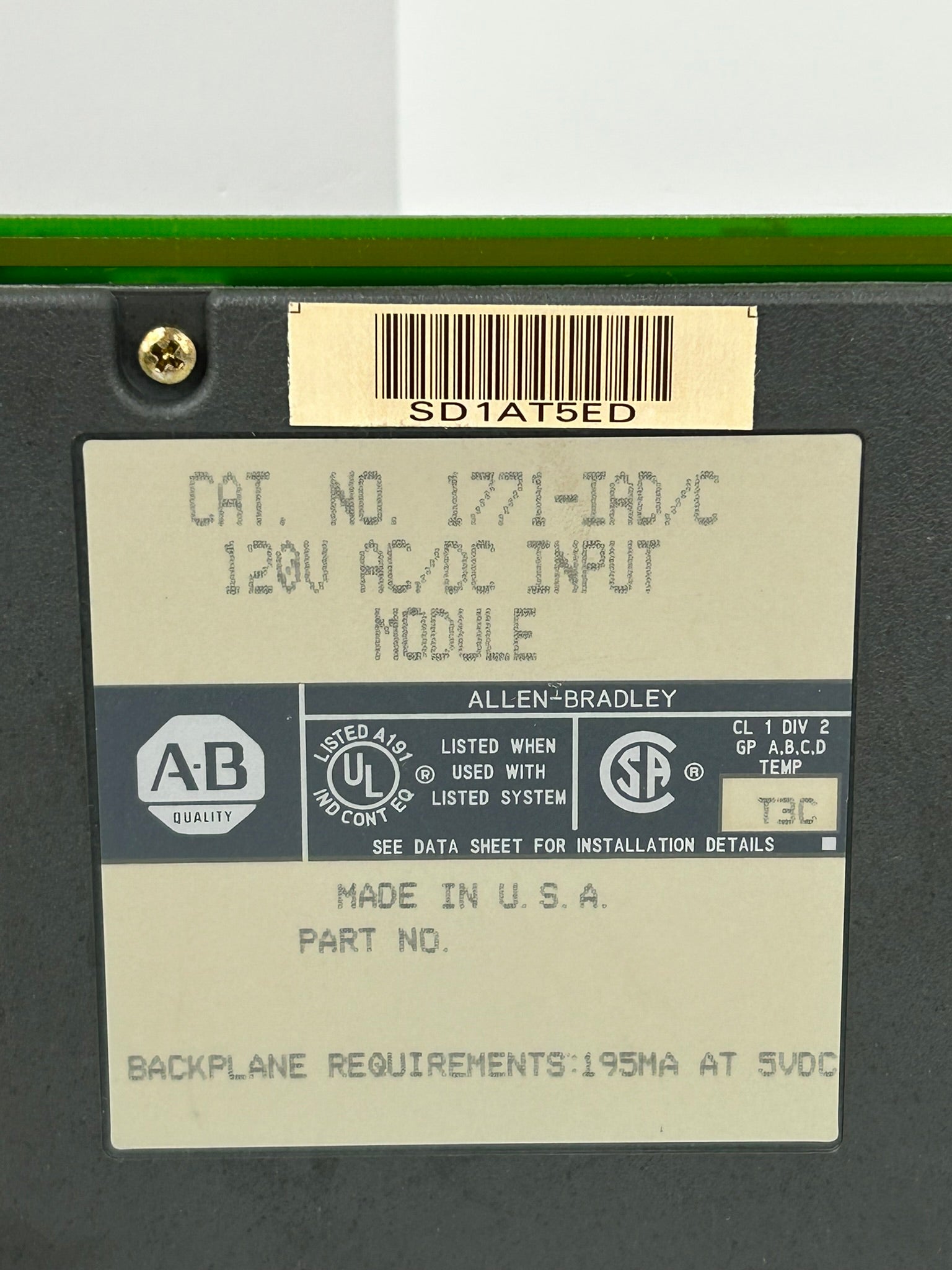Allen-Bradley 1771-IAD AC/DC Input Module Series C 120V