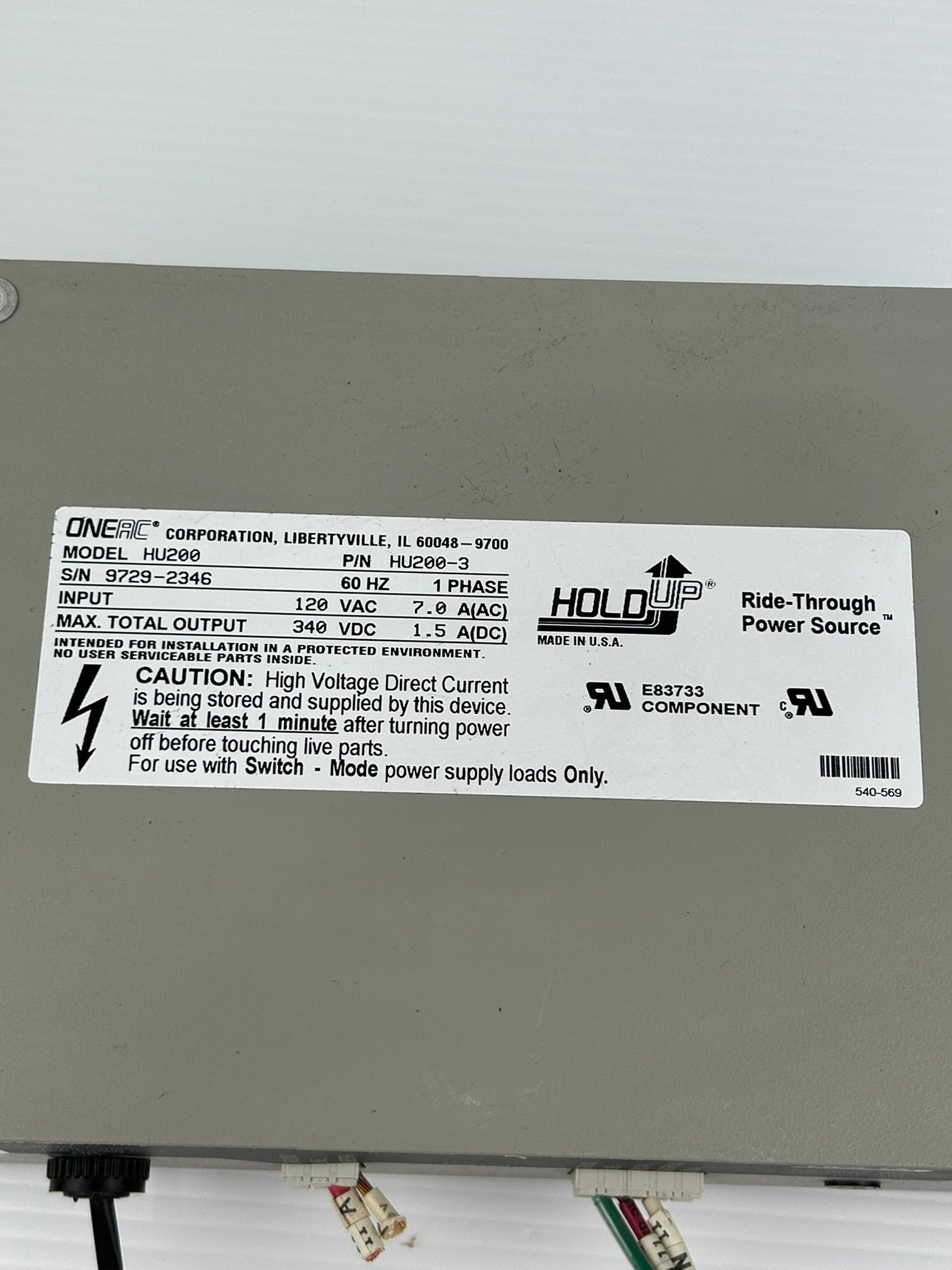 OneAC HU200 Ride-Through Power Source Power Supply Hold Up HU200-3