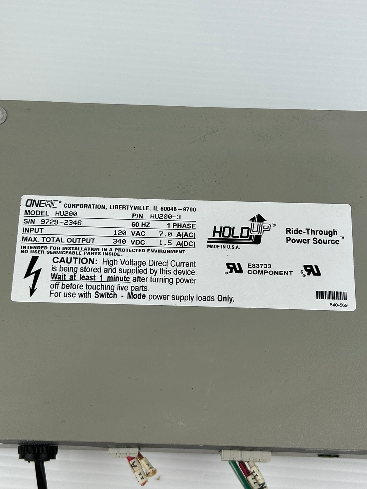 OneAC HU200 Ride-Through Power Source Power Supply Hold Up HU200-3
