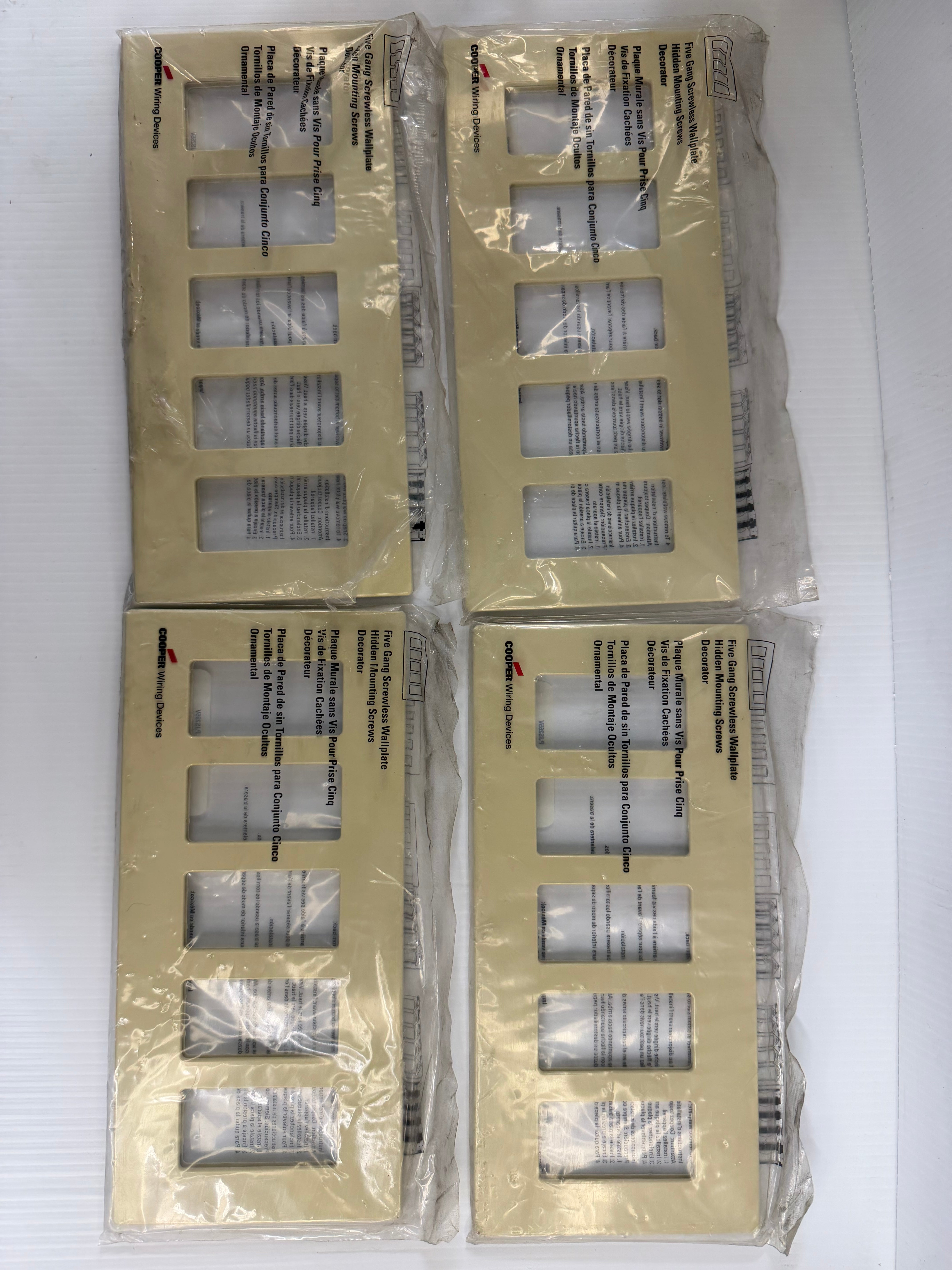Cooper Wiring 5-Gang Screwless Wallplate Toggle PJS265V Lot of 4