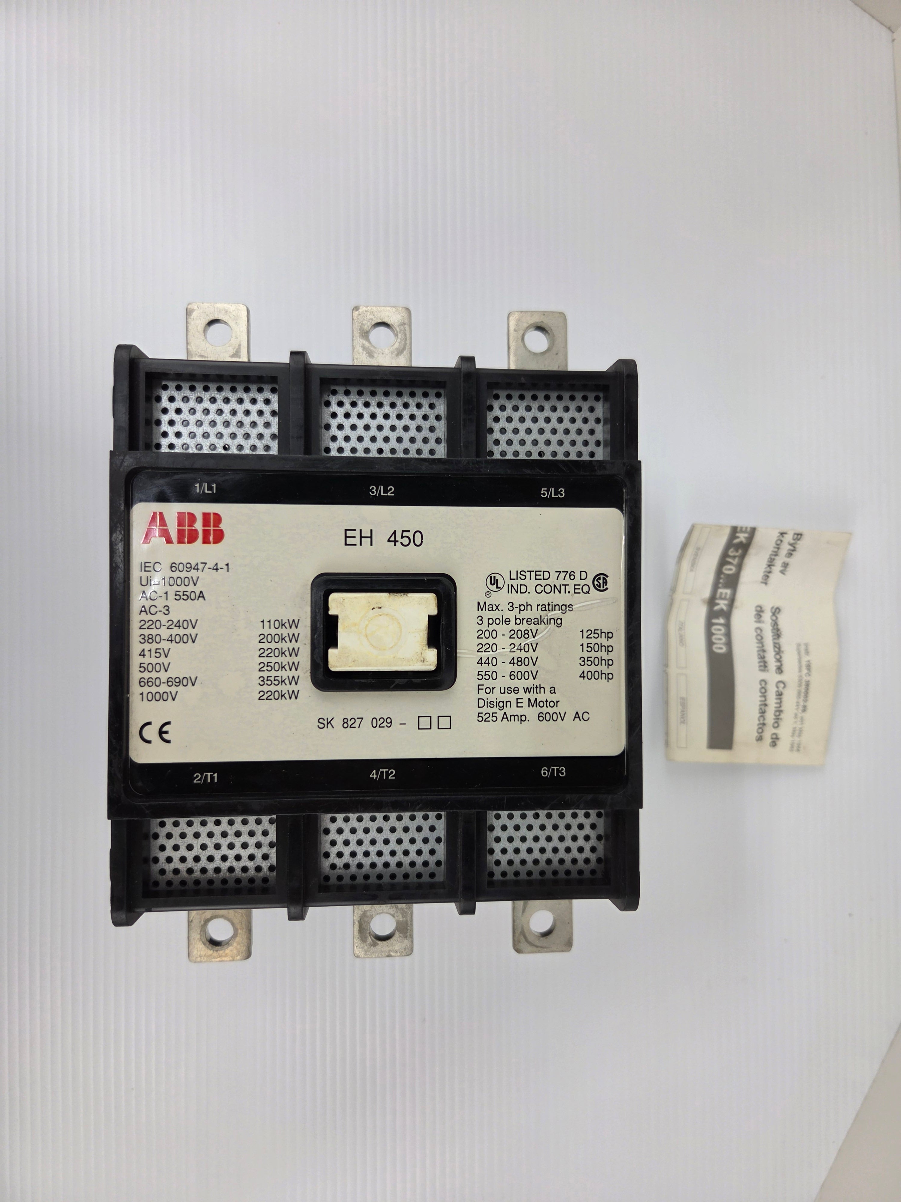 ABB EH450C-1 Contactor 3-Pole 120V Coil 550A 1000V Motor Starter EH 450C-*L