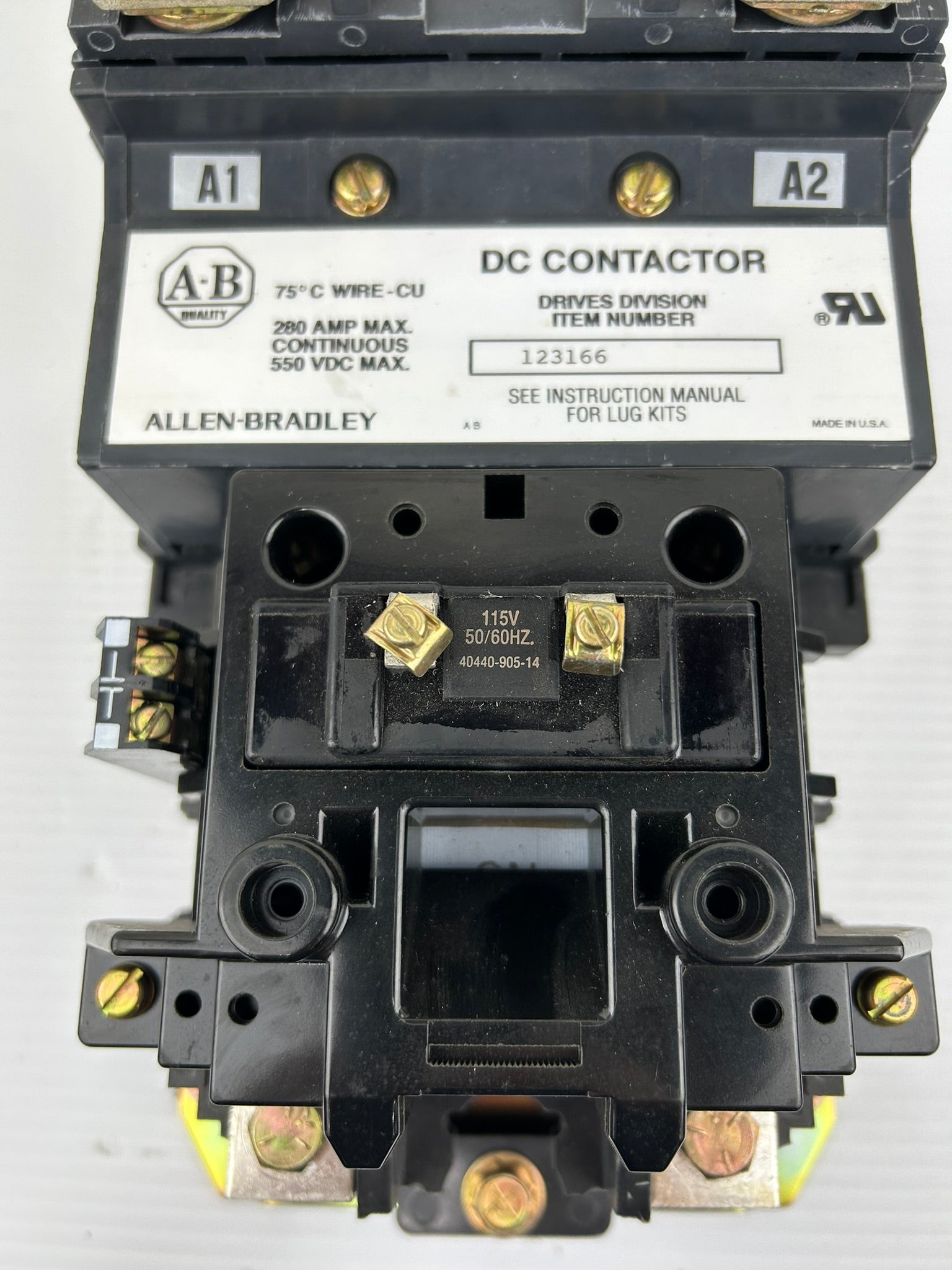 Allen Bradley 123166 DC Contactor 280 Amp 550VDC 115VAC Coil AB Drive 595-A /C
