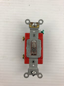 Leviton 1221-LHC Red Toggle Switch Clear - Lot of 3