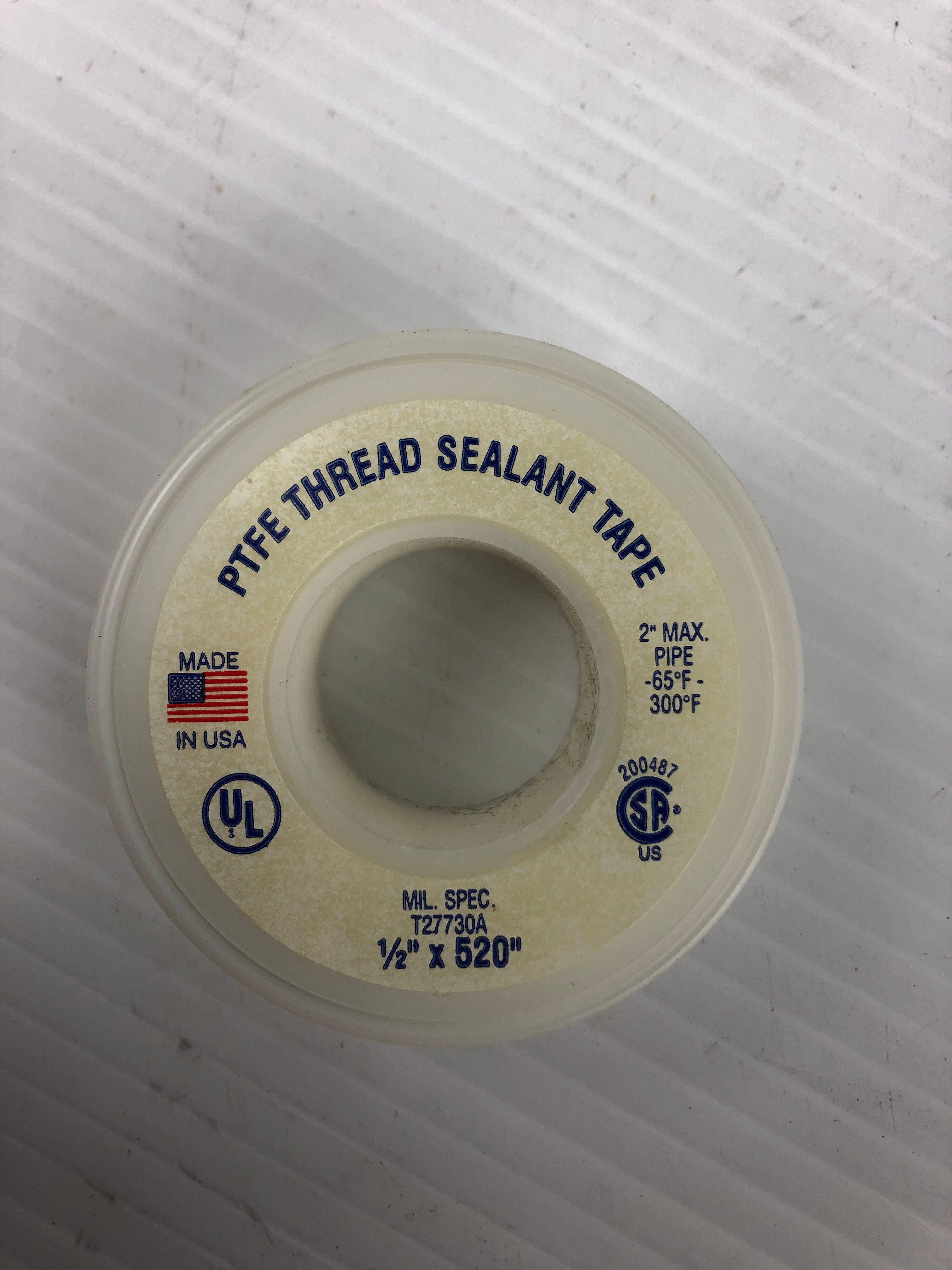 T27730A PTFE Thread Sealant Tape 1/2" x 520" - Lot of 60