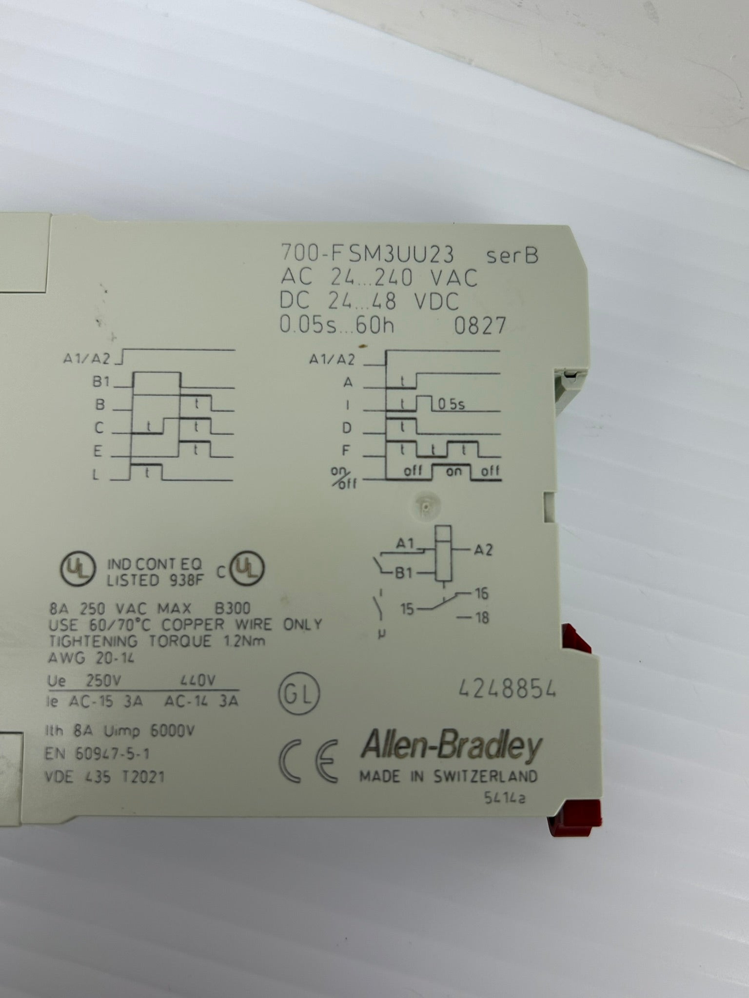 Allen-Bradley 700-FSM3UU23 Timing Relay Series B 0.05s 60H