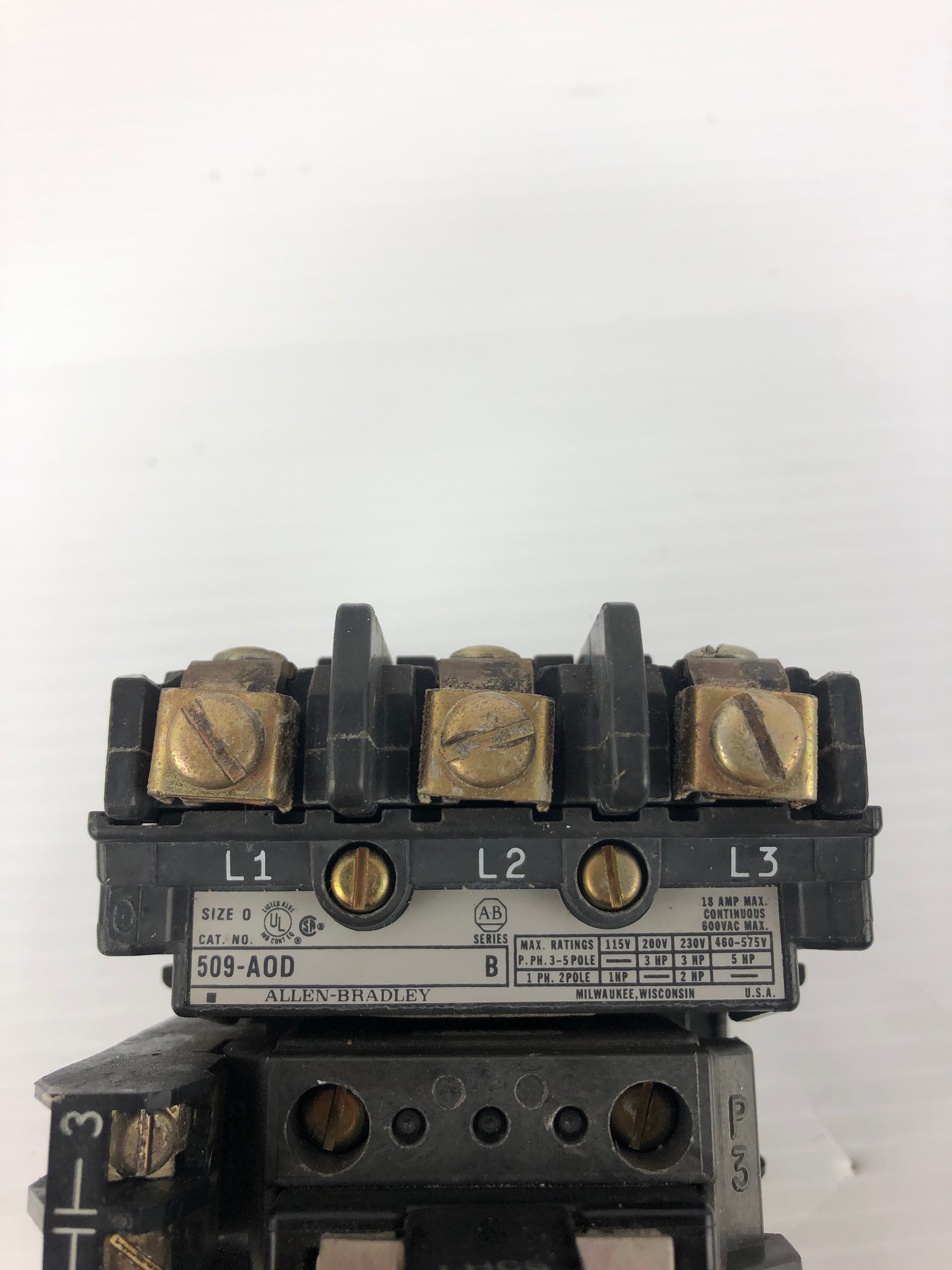 Allen-Bradley 509-AOD Motor Starter 592-B0W16 Overload Relay 595-A Aux. Contact