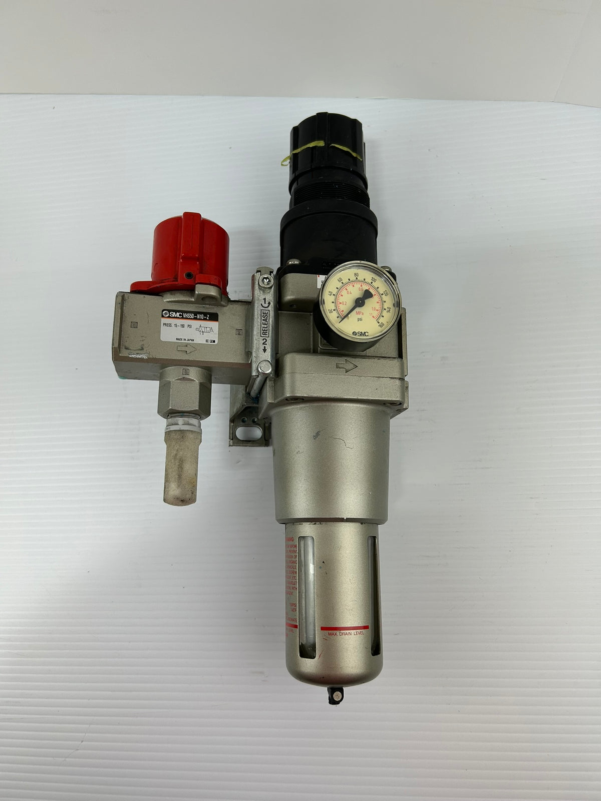 SMC AW60-N10-Z Pneumatic Filter Regulator with VHS50-N10-Z Lockout Valve