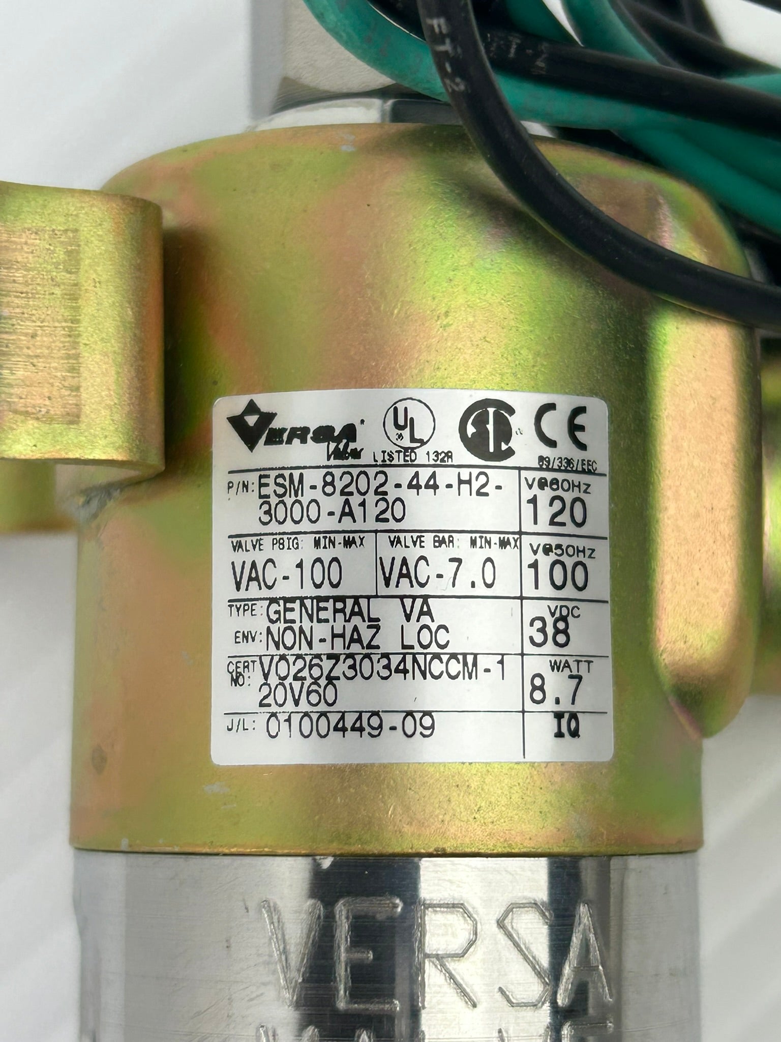 Versa ESM-8202-44-H2-3000-A120 General Valve 100PSIG 7.0bar 38VDC 8.7W
