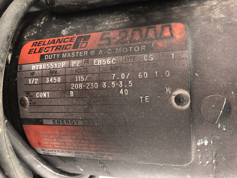 Reliance D78R5512P AC Blower Motor with Cincinnati 50S/T1 Dust Master