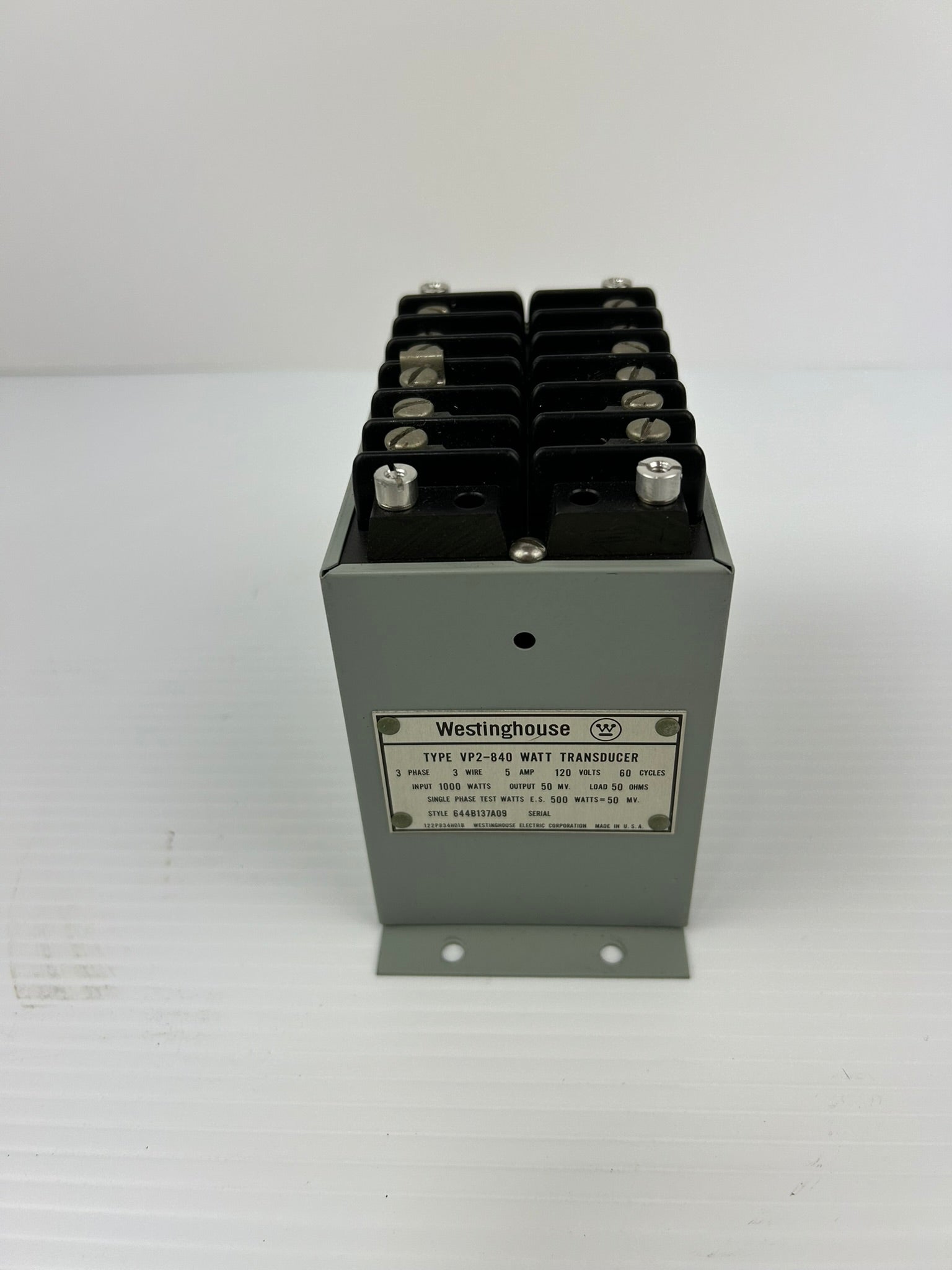 Westinghouse VP2-840 Watt Transducer 3 Phase 3 Wire 5 Amp 120 Volts 60 Cycles