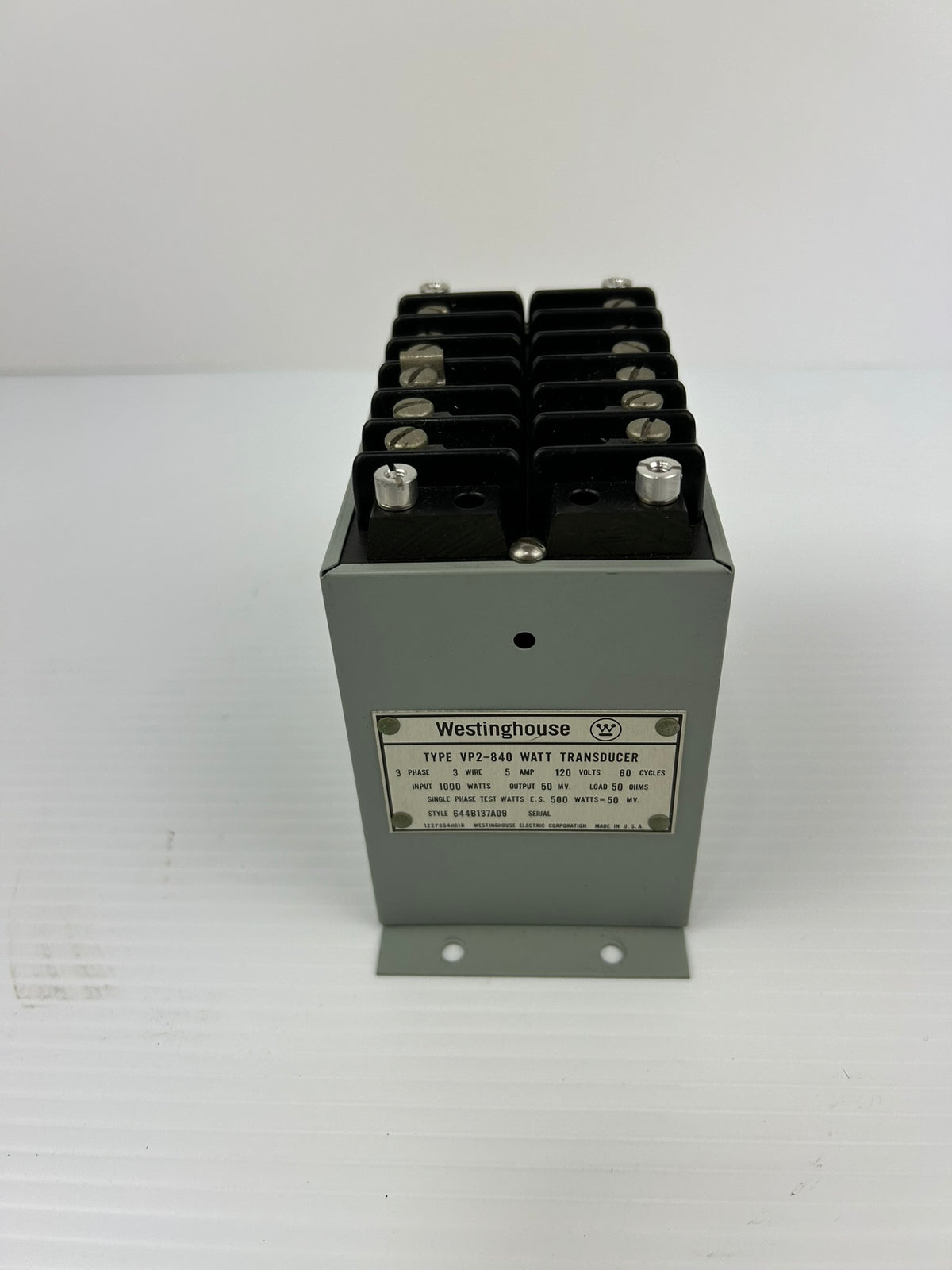 Westinghouse VP2-840 Watt Transducer 3 Phase 3 Wire 5 Amp 120 Volts 60 Cycles