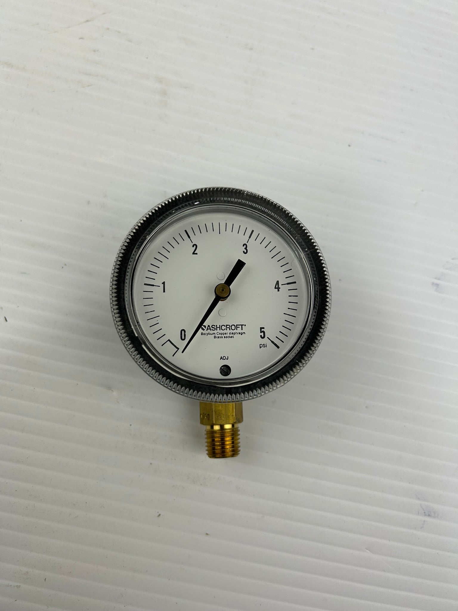 Ashcroft ADJ Pressure Gauge 250-3074 0-5PSI 2-13/16" Face Diameter