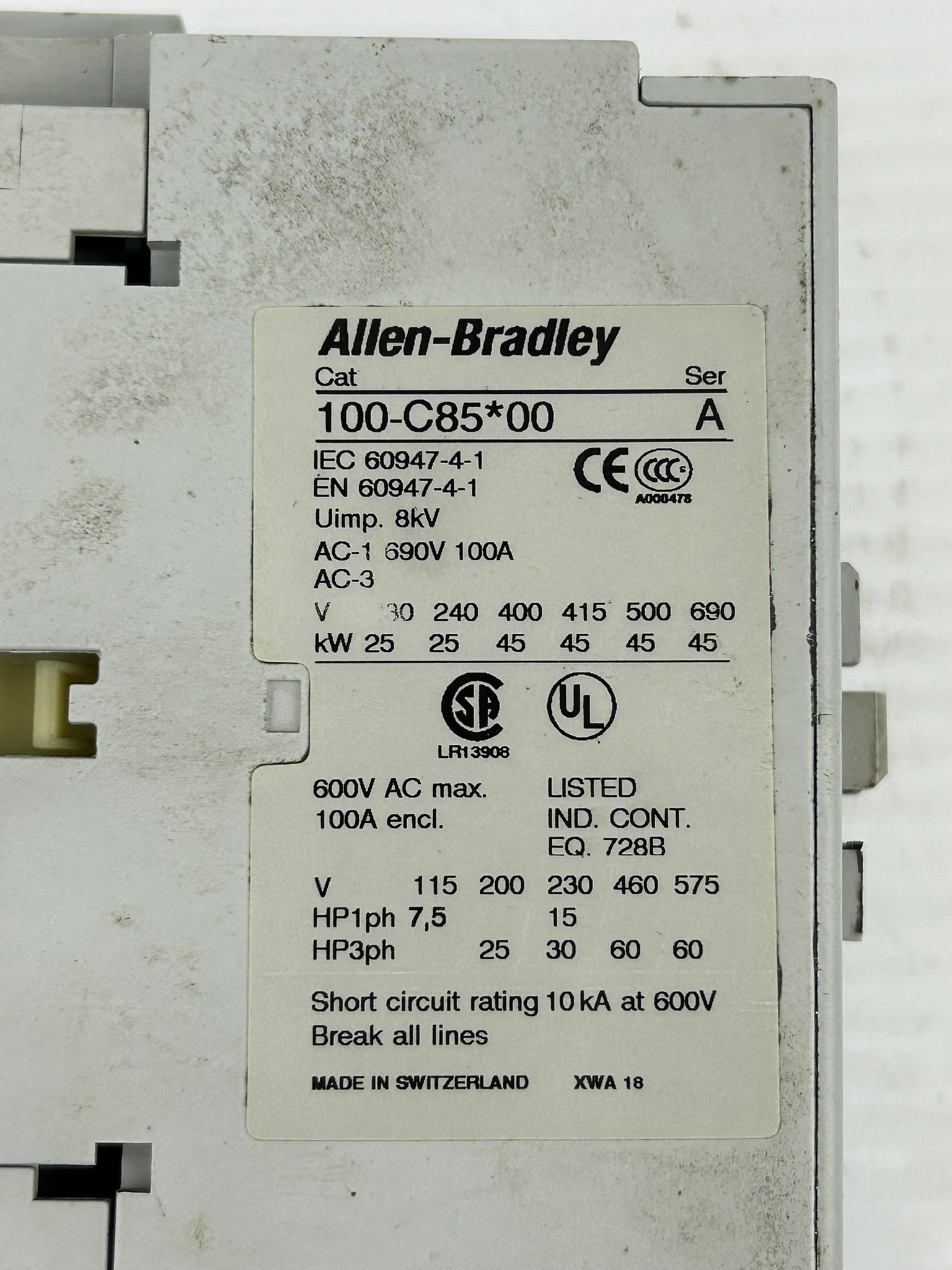 Allen Bradley 100-C85*00 Smart Motor Controller Ser. A & 193-EEGE Overload Relay