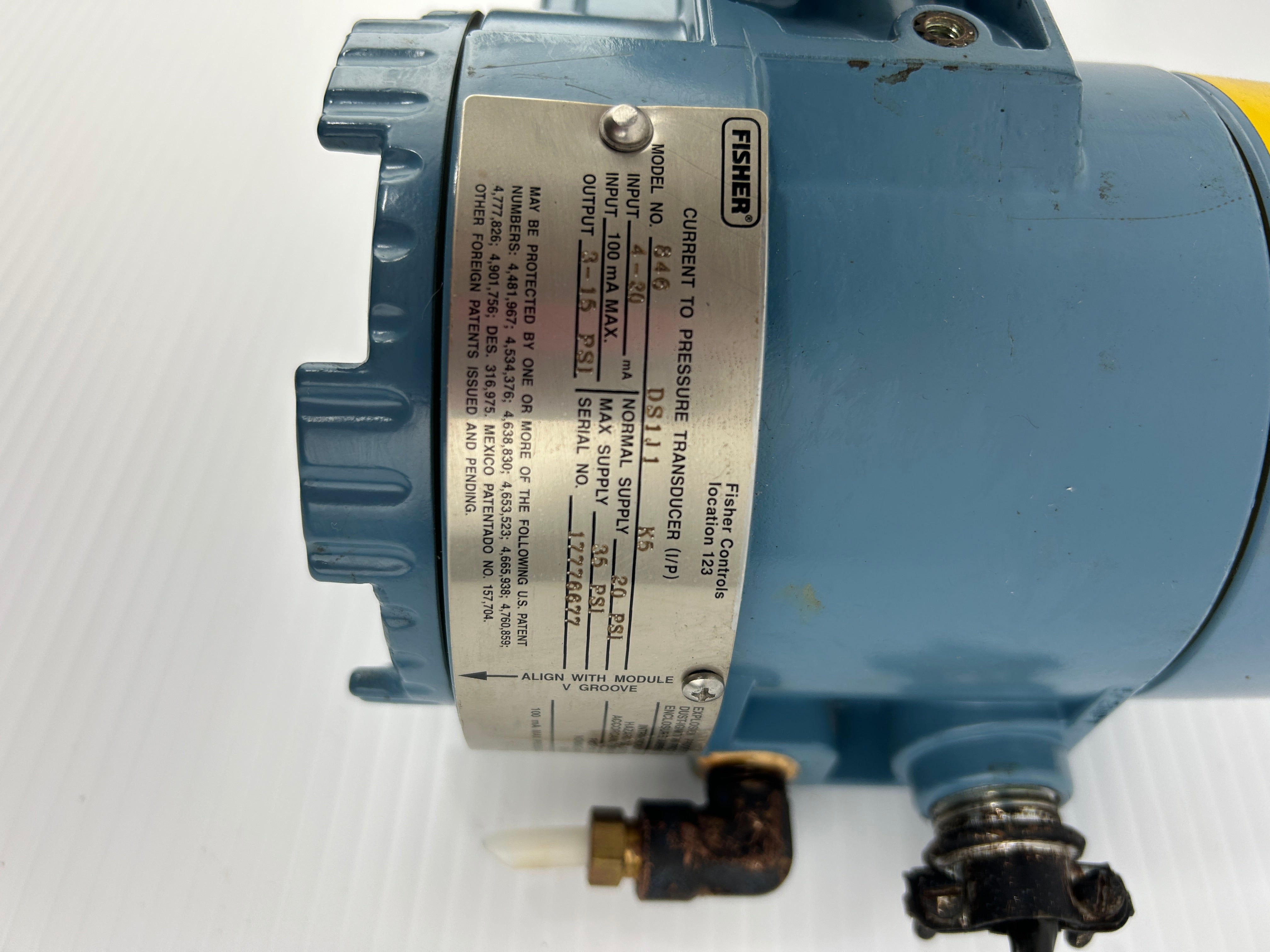 Fisher Rosemount 846DS1J1K5 Current to Pressure Transducer 3-15 PSI 846 DS1J1 K5